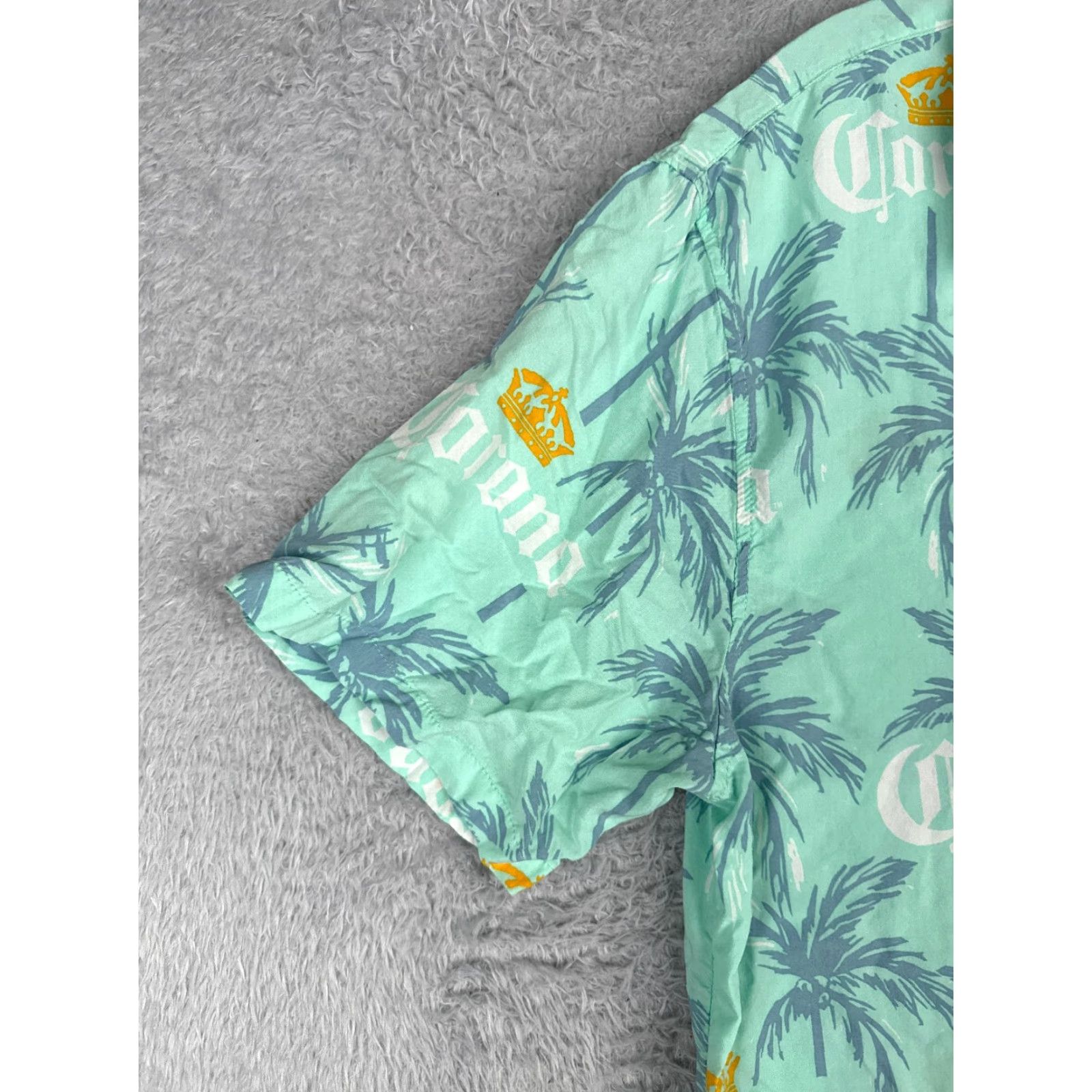 Vintage Corona Shirt Men Large Blue Palm Tree Logo All Over Print Hawaiian 100% Rayon Size US L / EU 52-54 / 3 - 3 Thumbnail