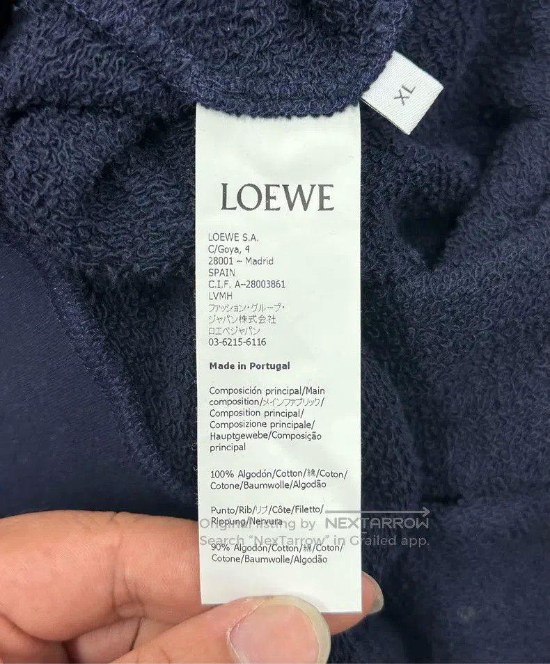 Loewe Loewe Dark Blue Embroidered Letter Logo Hoodie Size US XL / EU 56 / 4 - 4 Thumbnail