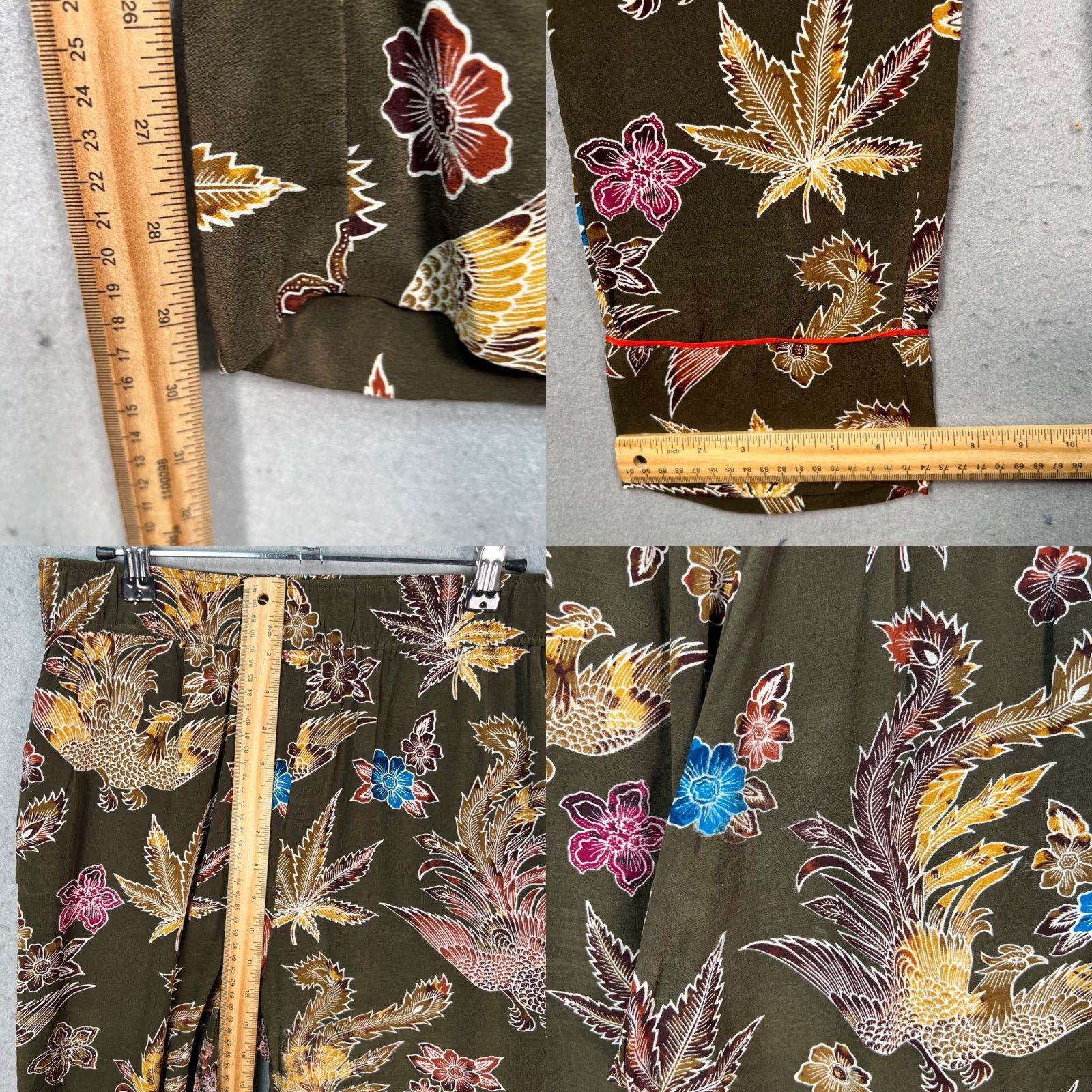 Sandro Sandro Paris Womens Silk Trousers Pants 2 Floral Bird Print Brown Inseam 30" High Rise Ankle Tapered Front Flat Front Mens Womens? Size 26" / US 2 / IT 38 - 8 Thumbnail