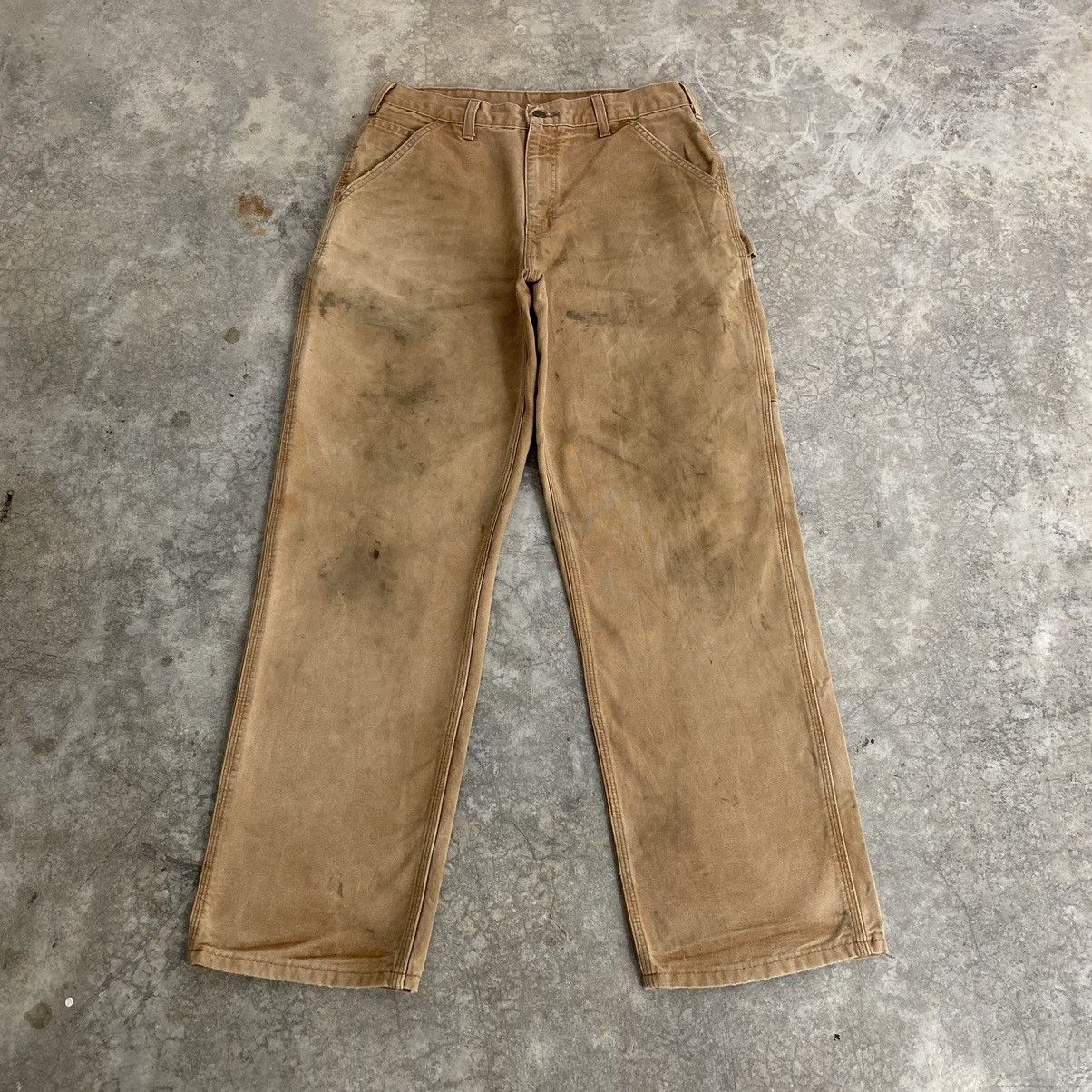 Vintage Carhartt Faded Tan Dirty Carpenter Workwear Pants