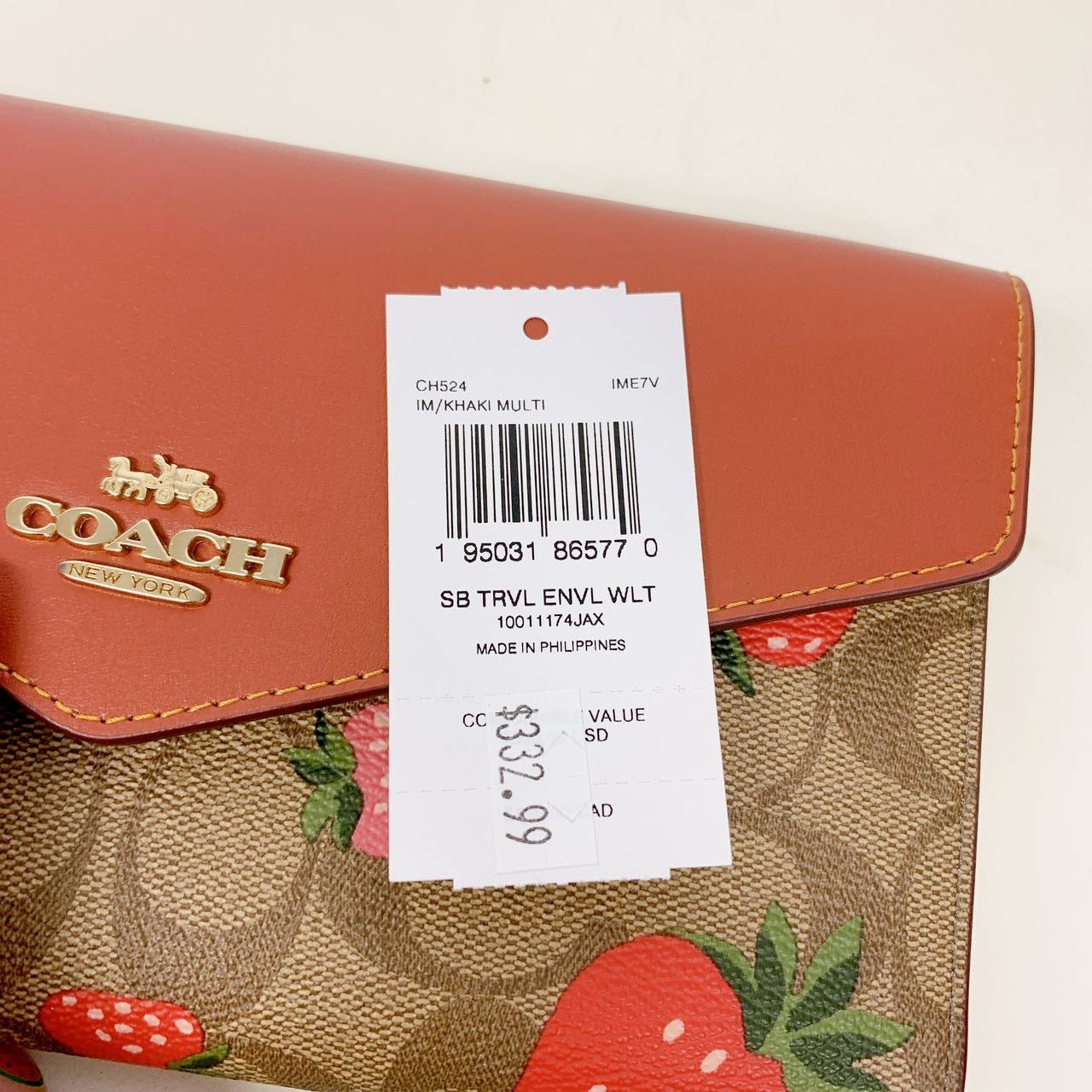 Coach Coach CH524 Travel Envelope Wallet In Signature IN Khaki Size ONE SIZE - 6 Thumbnail