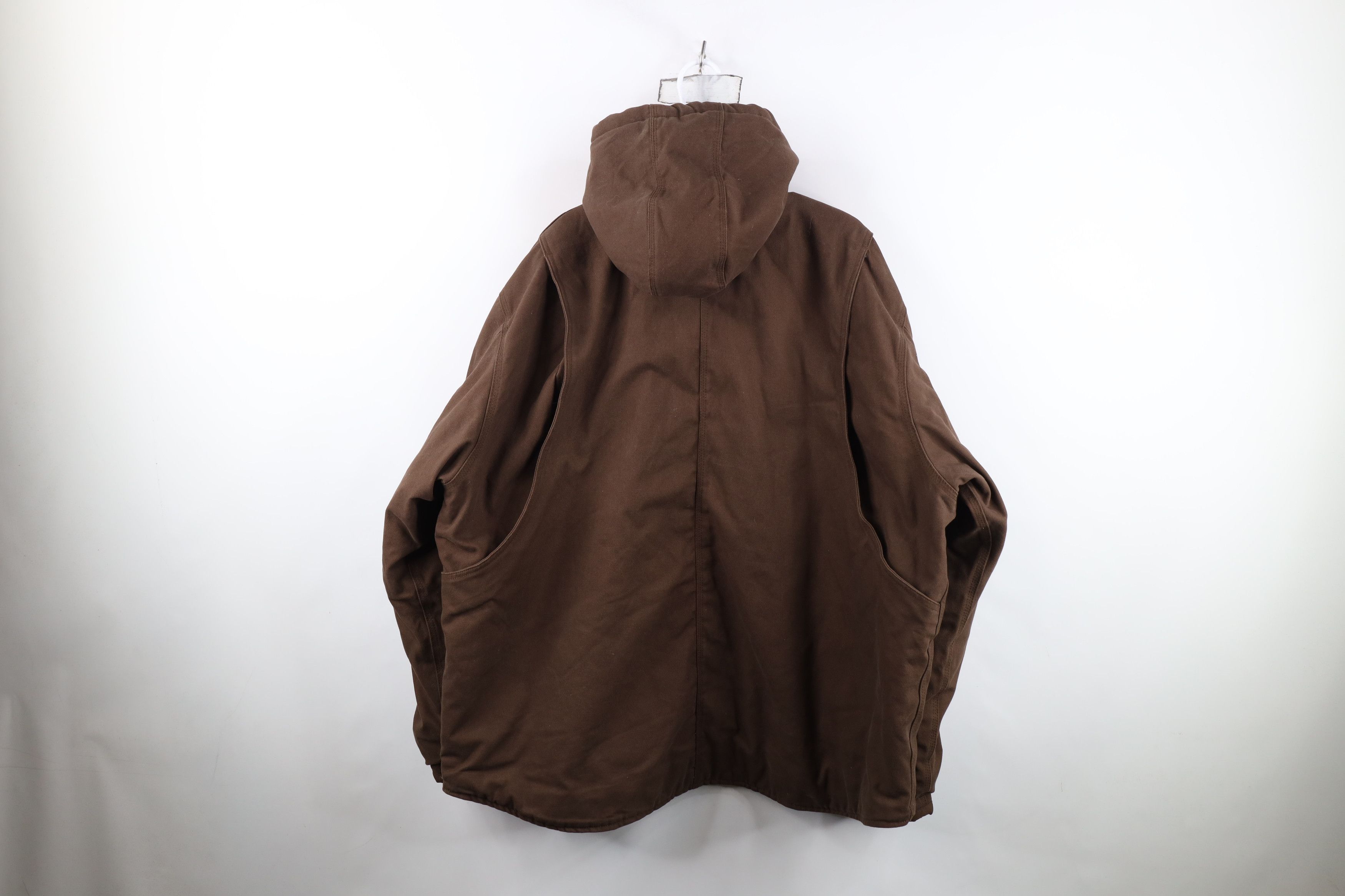 Vintage Vintage Y2K Streetwear Lined Canvas Hooded Jacket Brown Size US XXL / EU 58 / 5 - 12 Thumbnail
