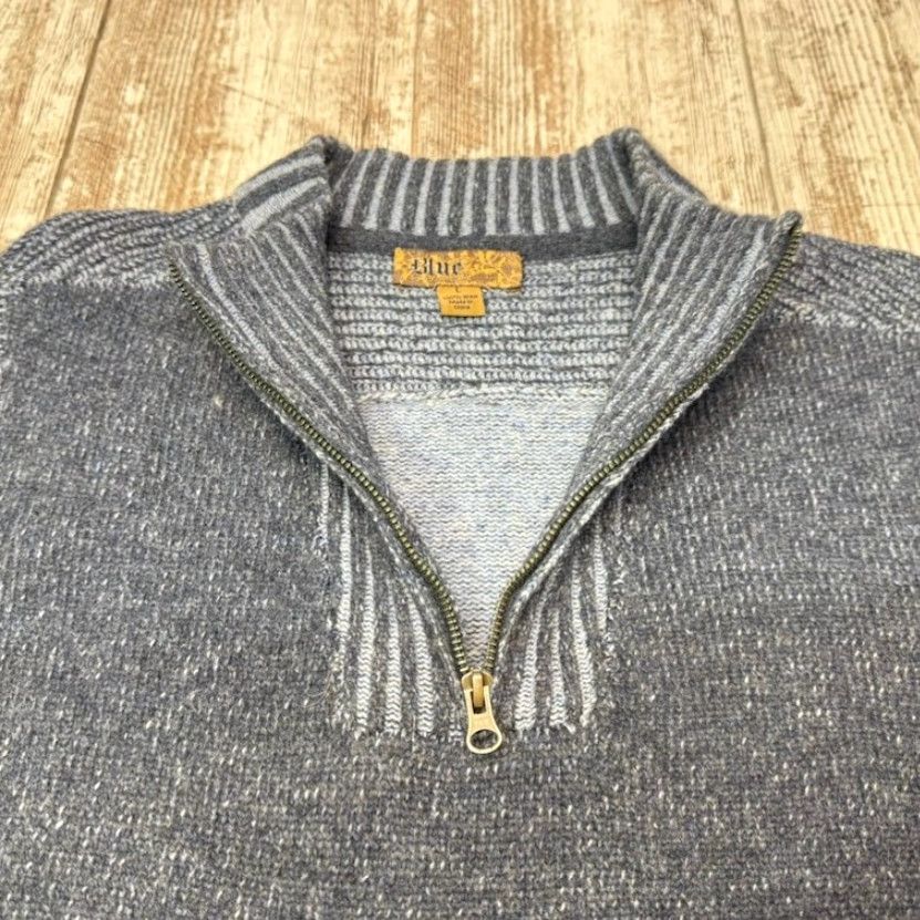 Pronto Uomo Pronto Uomo Mens Blue Wool 1/4 Zip Sweater Large Heather 100% Wool Blues Size US L / EU 52-54 / 3 - 6 Thumbnail