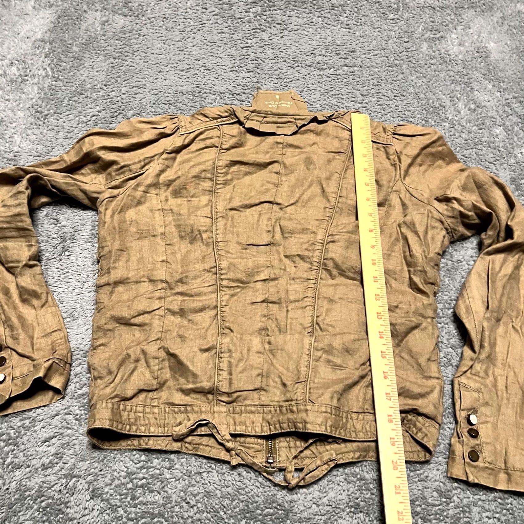 Anthropologie Hei Hei Bomber Jacket Womens 6 Small Linen Pleated Zip Military Coat Brown Linen Bomber Jacket Women 6 Small Retro Military-inspired Hei Hei Womens Size M / US 6-8 / IT 42-44 - 7 Thumbnail