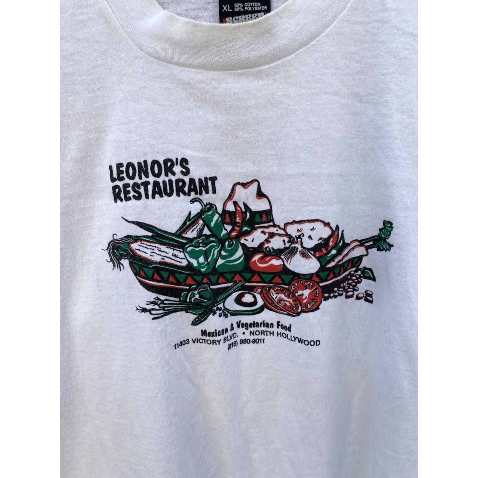 Vintage VINTAGE Hollywood T-Shirt North Hollywood Leonore’s Restaurant Mexican Vegetarian White XS? XL Size US XL / EU 56 / 4 - 4 Thumbnail
