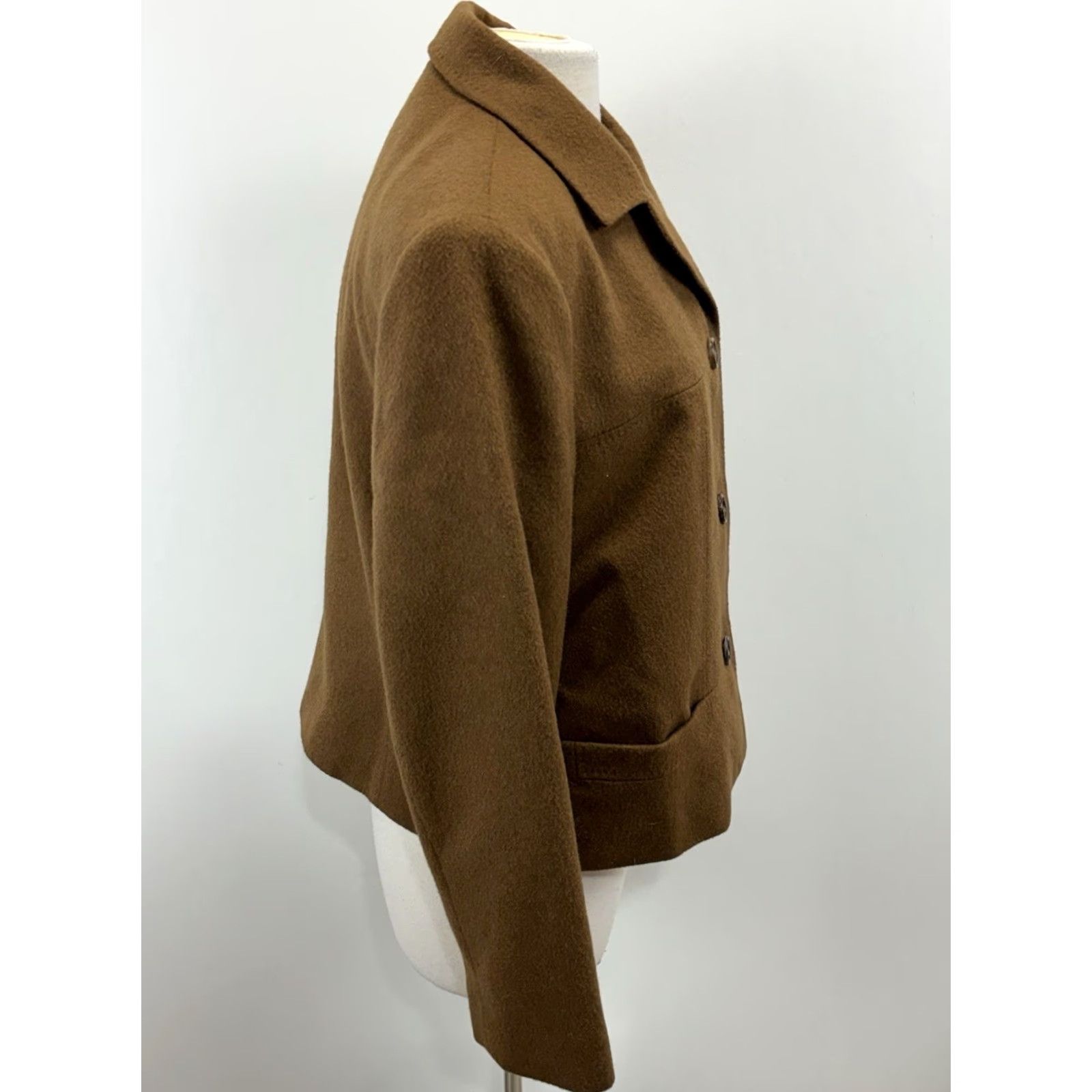 Talbots Talbots Blazer 14 Women's Brown Camel Hair Button Mandarin Collar Italian Vintage Boxy Old Money Career Jacket Size XL / US 12-14 / IT 48-50 - 4 Thumbnail