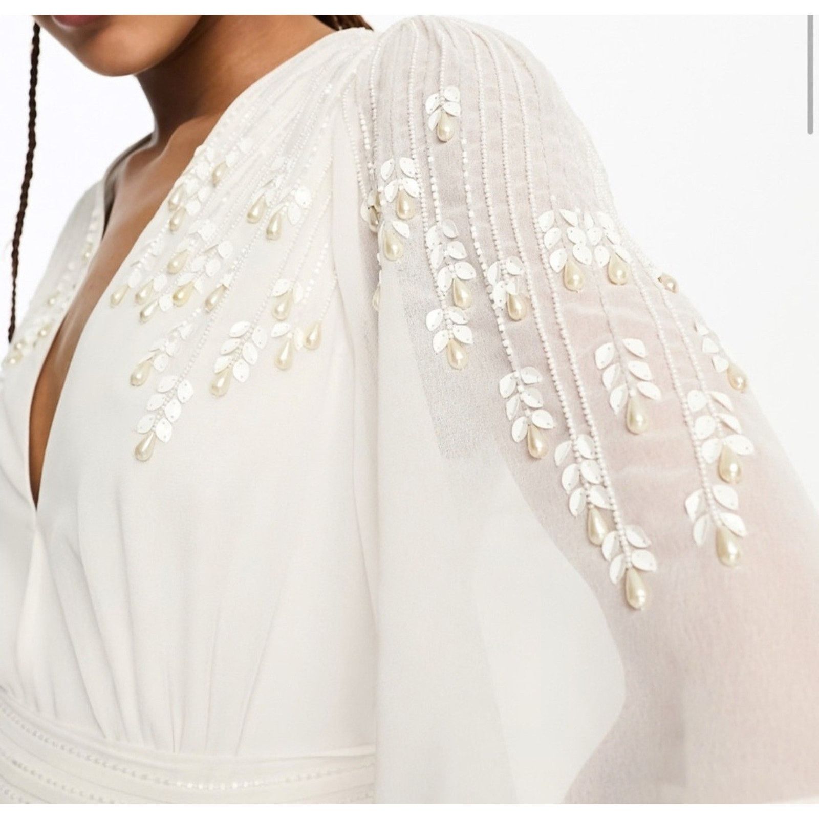 Other ASOS Hope & Ivy Bridal Embellished Bow Back Jumpsuit 12 Size XL / US 12-14 / IT 48-50 - 3 Thumbnail