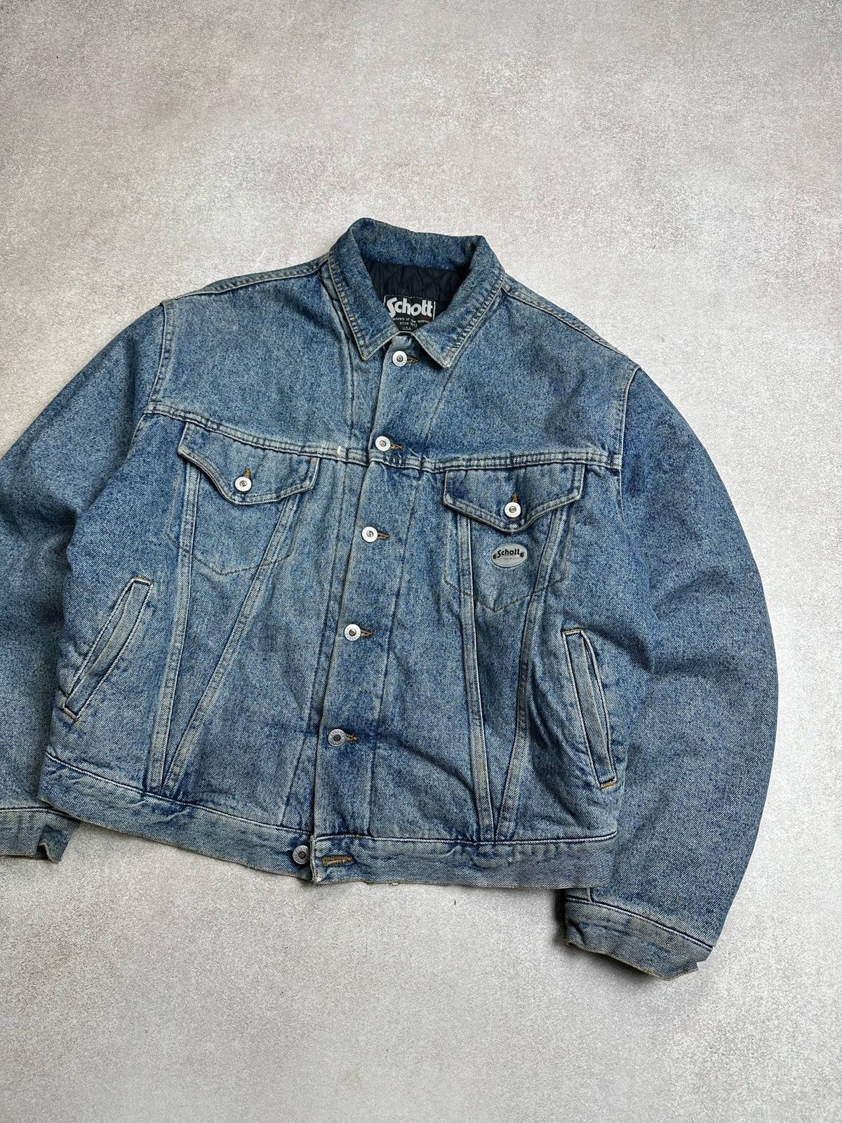 Schott Vintage Schott USA Heavy Denim Rare Jacket Workwear Rare XL Size US XL / EU 56 / 4 - 3 Thumbnail
