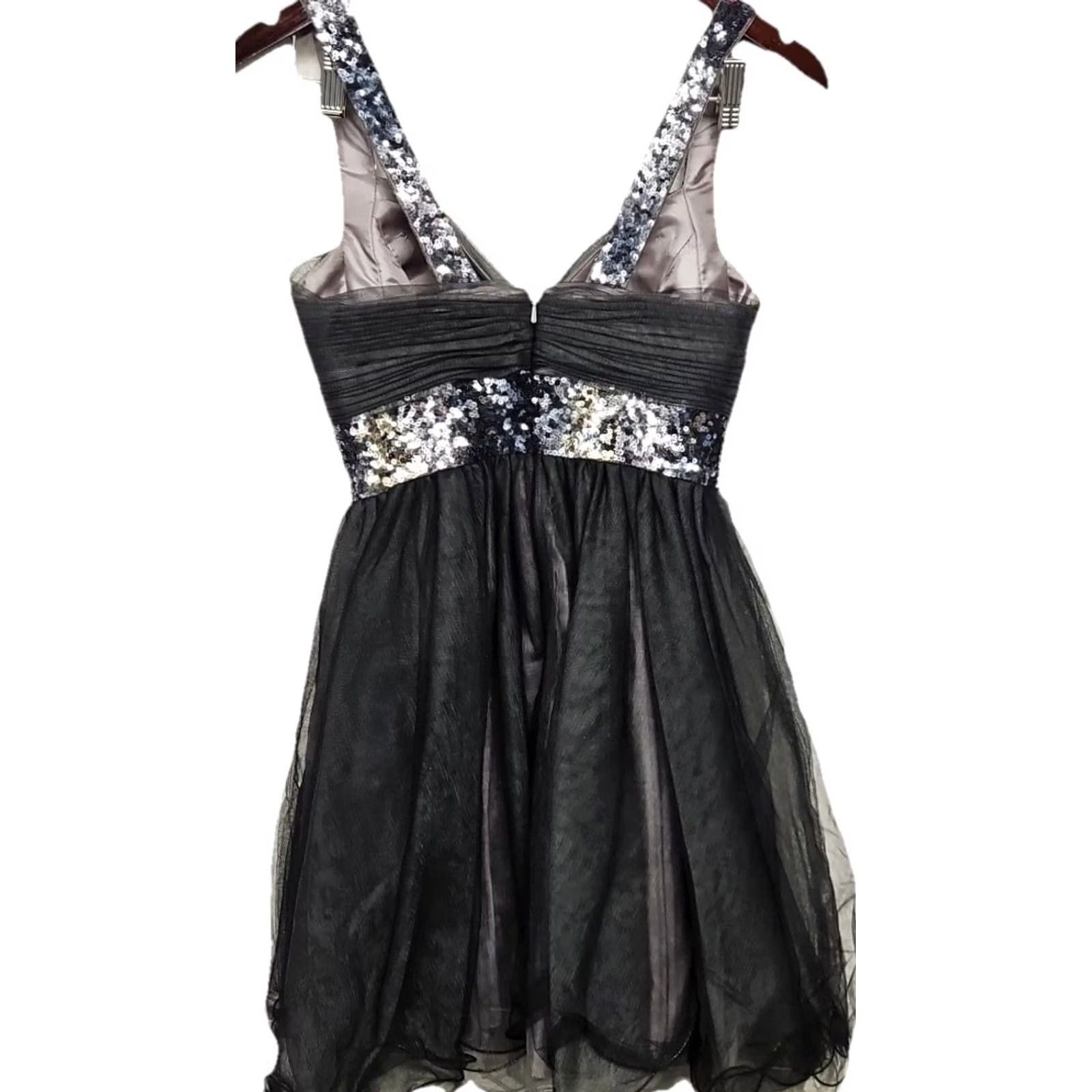 Vintage Y2K Couture Black Sequin Empire Waist Chiffon Party Prom Dress Sz 4 USA Size S / US 4 / IT 40 - 5 Thumbnail