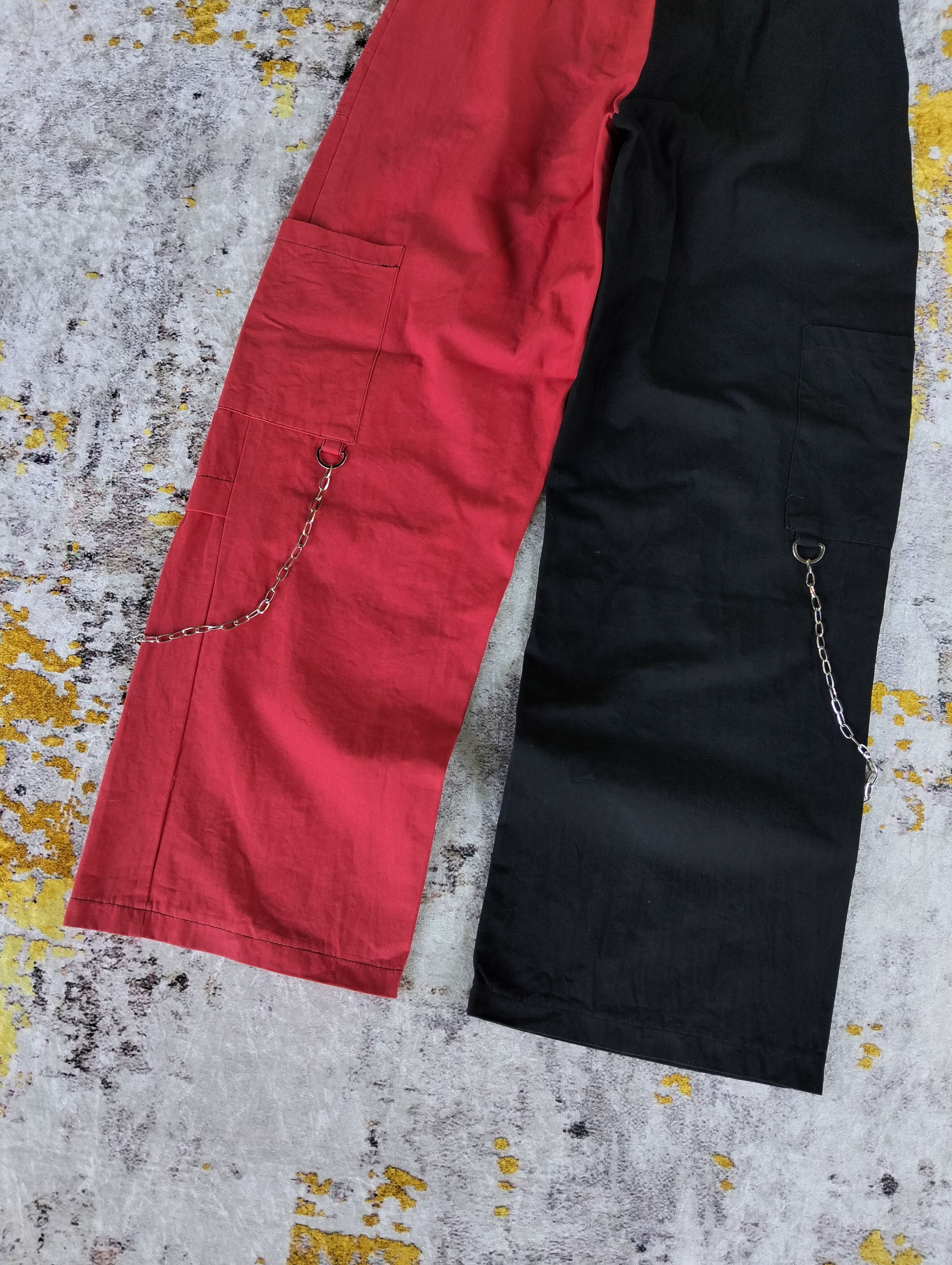 If Six Was Nine Romwe Hybrid Two Tone Baggy Wide Leg Cargo Pants Size US 27 - 7 Thumbnail