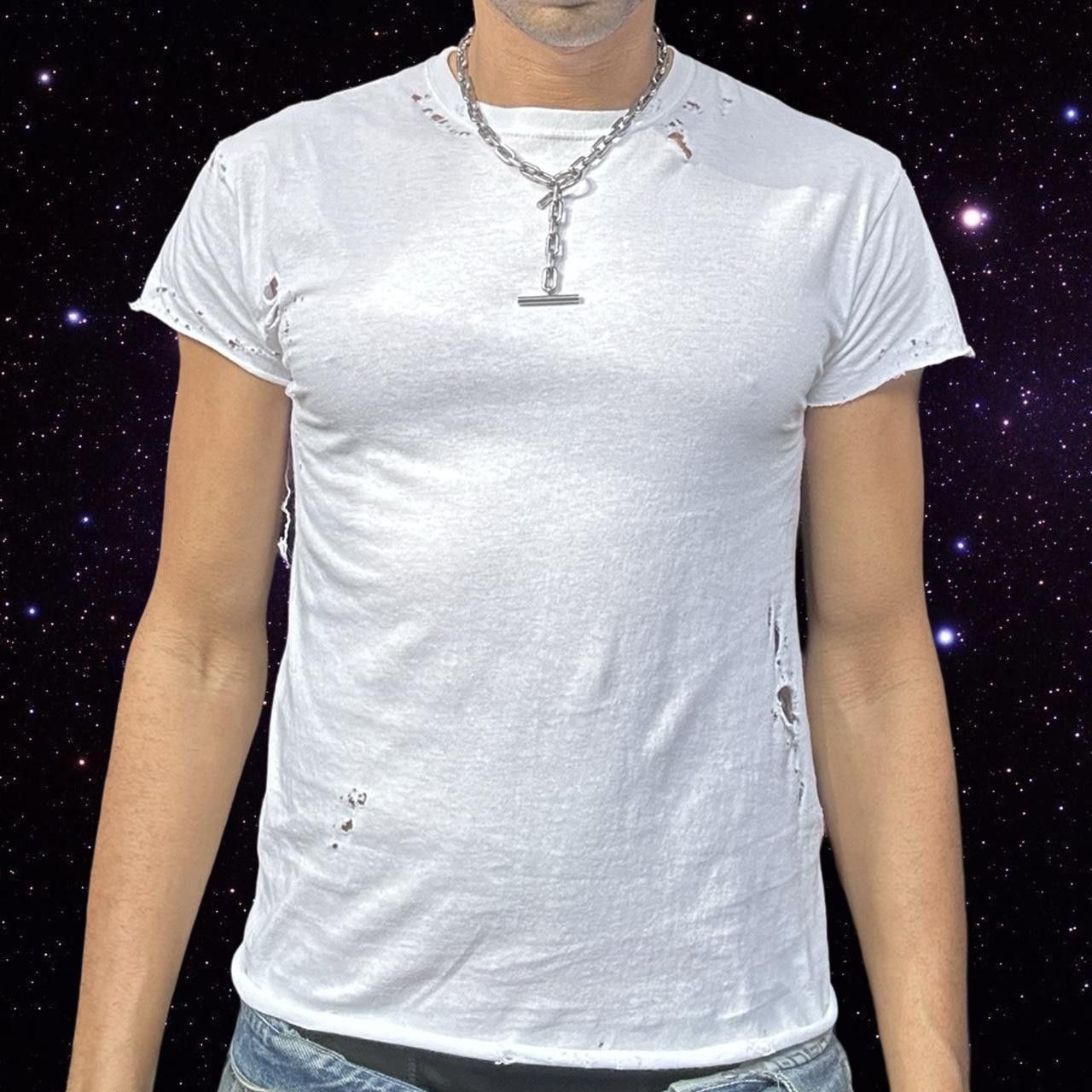 Hanes ASTROBOI* x Hanes White Ripped Grunge T-shirt - Medium Size US M / EU 48-50 / 2 - 1 Thumbnail