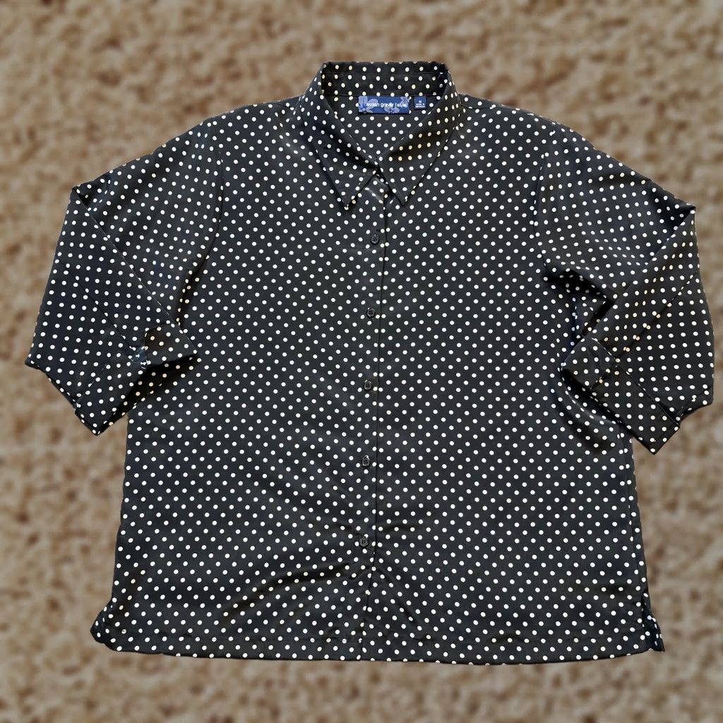 Vintage Susan Graver Top Womens 1X Black White Polka Dot 3/4 Sleeve Blouse Size XL / US 12-14 / IT 48-50 - 1 Thumbnail