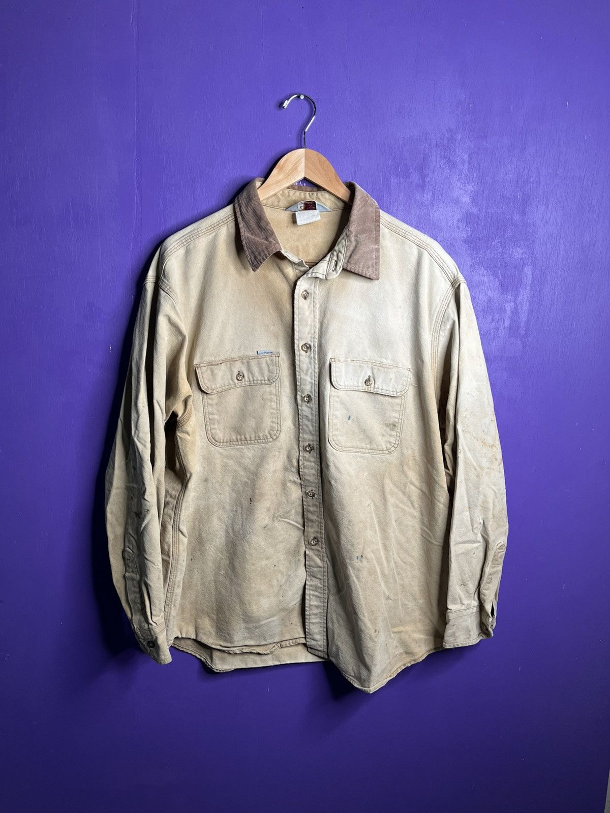 Carhartt × Vintage Vintage 90s Carhartt faded tan button up shirt Size US XXL / EU 58 / 5 - 1 Thumbnail
