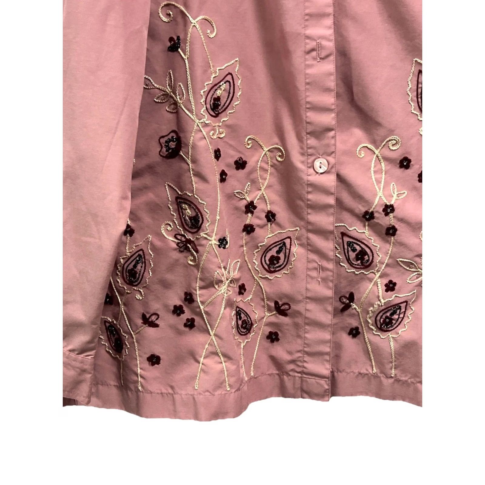 Pinko VINTAGE Adrian Delafield Blouse Pink 3/4 Sleeve Embroidered Sequin Cottagecore Women’s XL Size XL / US 12-14 / IT 48-50 - 3 Thumbnail