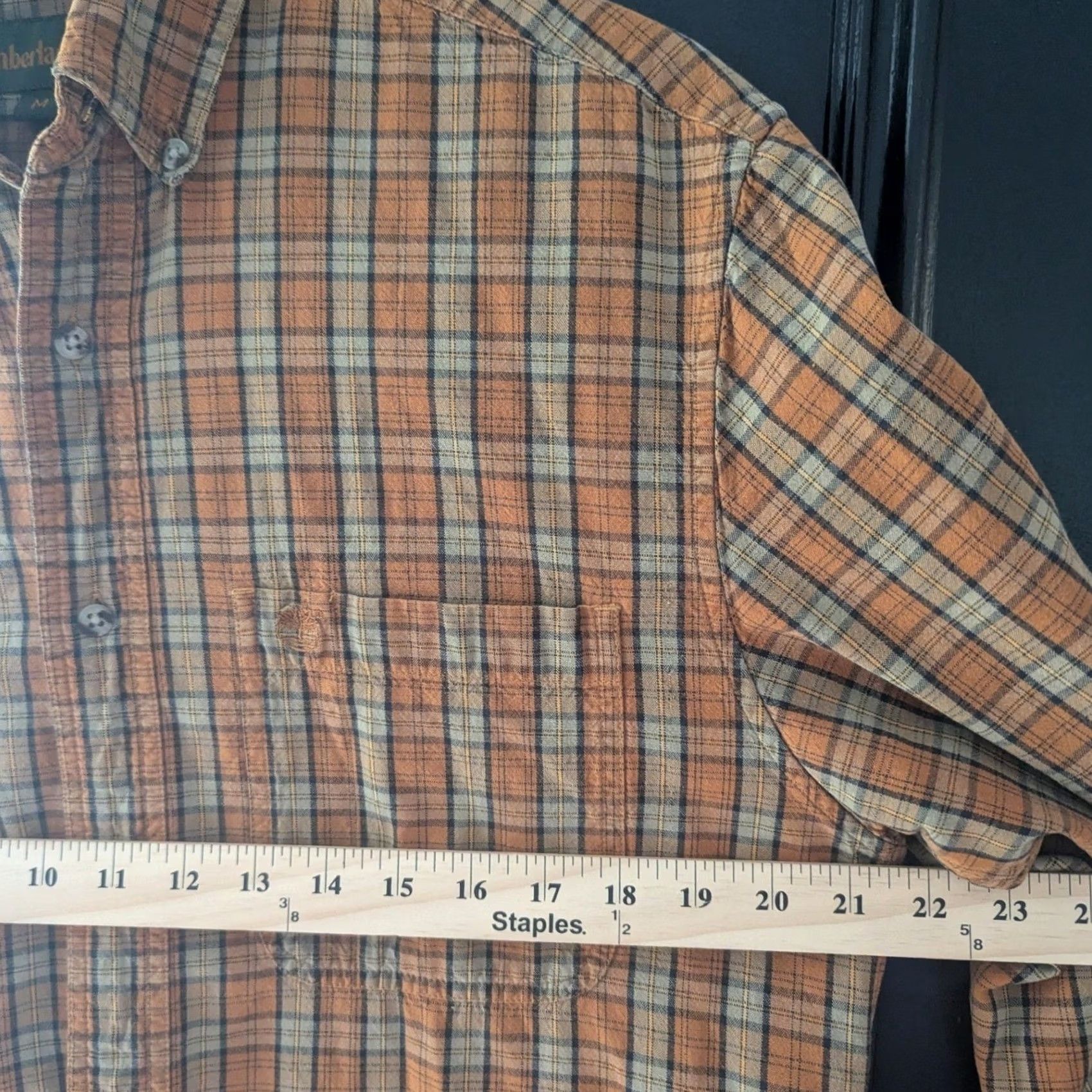 Timberland Timberland Shirt Mens Plaid Long Sleeve Button-Down Orange Tan Green Size M Size US M / EU 48-50 / 2 - 7 Thumbnail