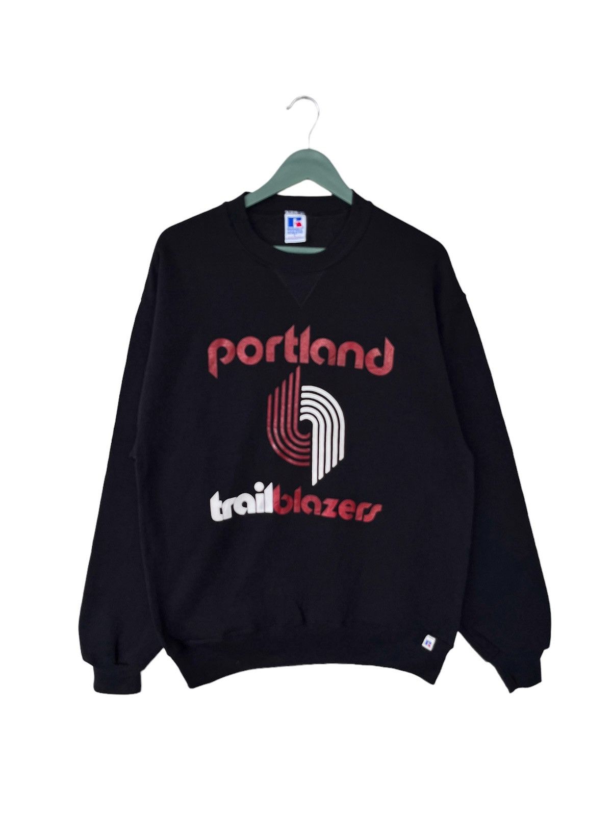 image of NBA x Russell Athletic Vintage 90's Portland Trailbalzers Sweatshirt in Black, Men's (Size Large)