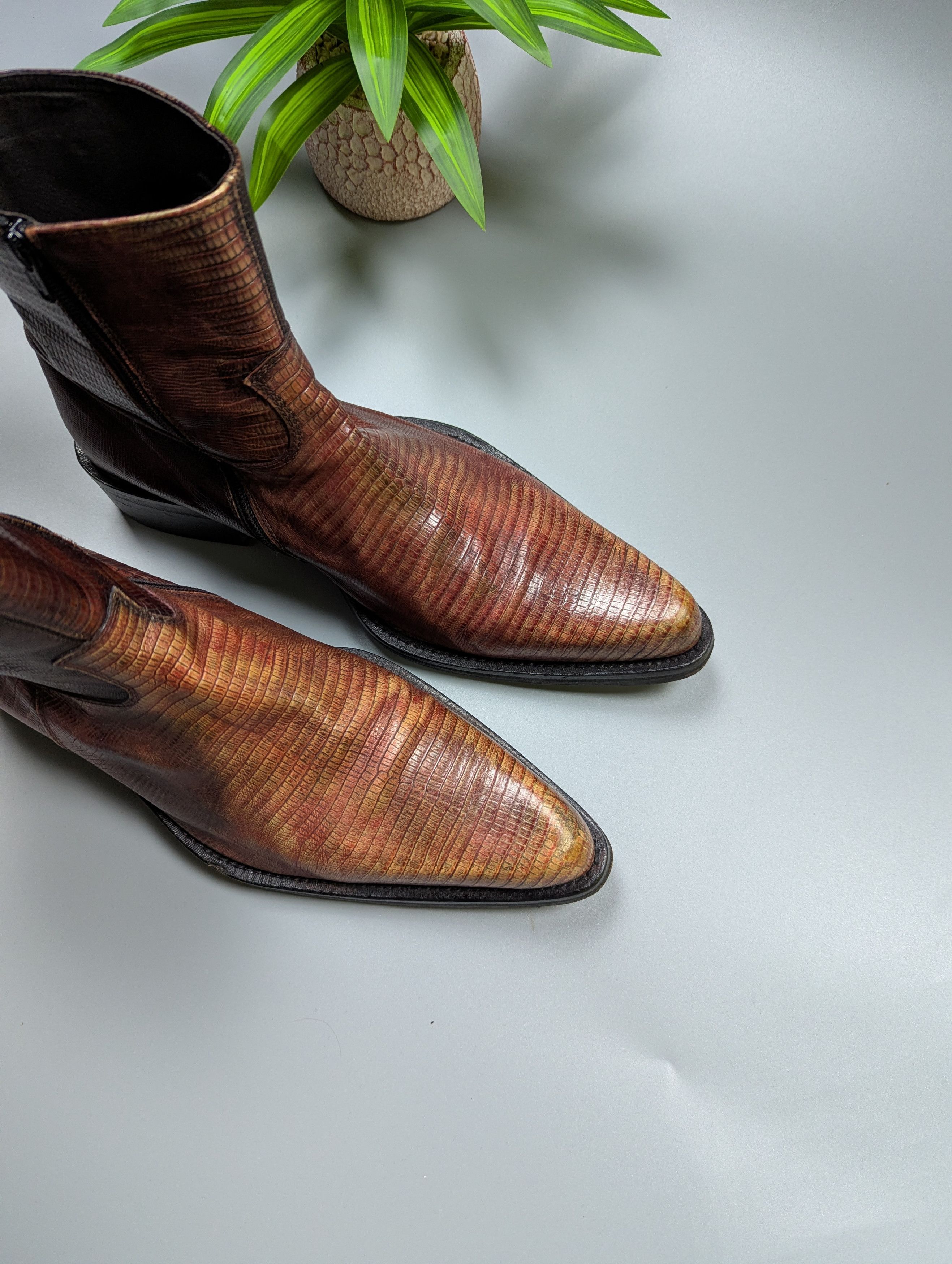 Vintage Vintage Mens Lizard Leather Boots Western Cowboy 44/10.5 Size US 10.5 / EU 43-44 - 7 Thumbnail