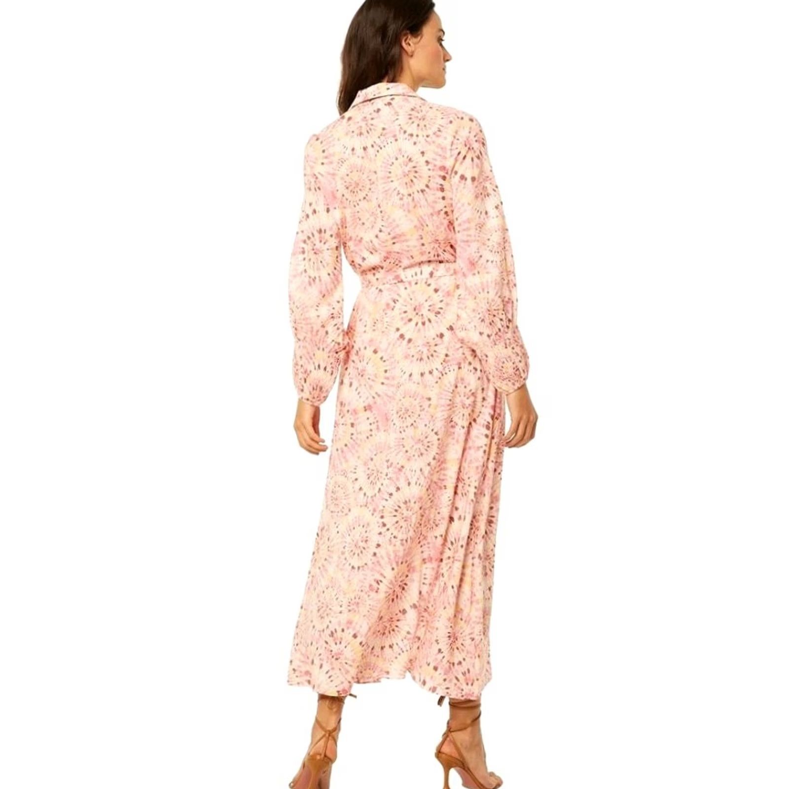 MISA Los Angeles MISA Los Angeles Bettina Belted Floral Shirtdress Rose Lemonade Women's S Button Closure, Long Sleeve, Lightweight, Pockets, Cotton Blend, NWT Size S / US 4 / IT 40 - 3 Thumbnail