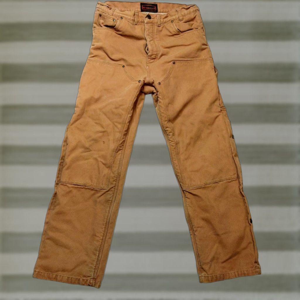 Doublet Five Brother Pants Mens 36 X 32 Brown Sherpa Lined Double Knee Insulated Work Carpenter Cement/Canvas Straight 5-Pocket Cargo Zip Snap Mens Size US 36 / EU 52 - 1 Thumbnail