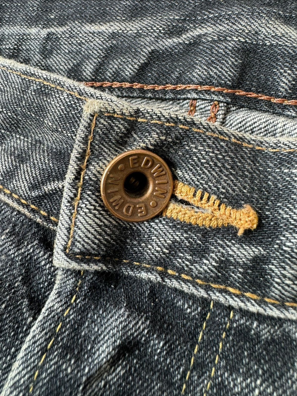 If Six Was Nine Vintage Edwin 505ZX Mud Wash Selvedge Jeans Size US 33 - 5 Thumbnail