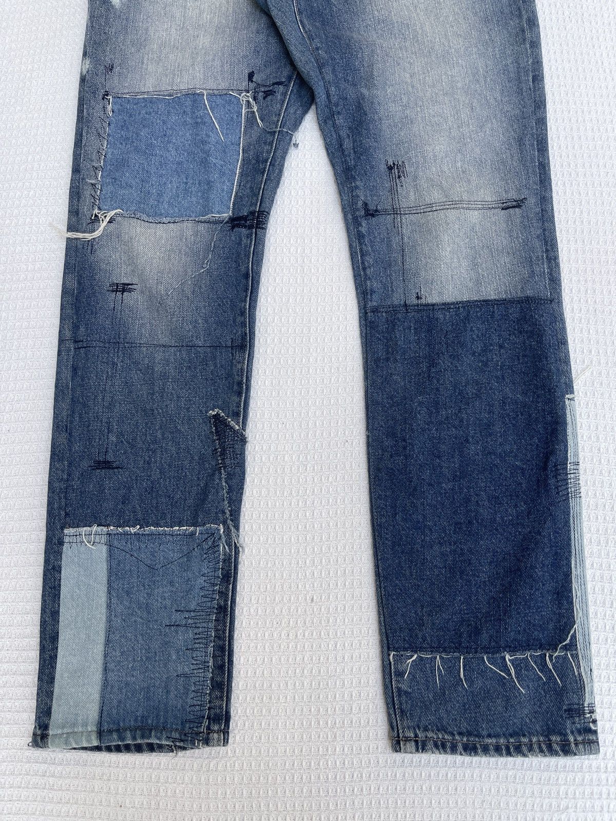 Japanese Brand Rare🔥Japanese Designer 6 Rage Blue Patchwork Jeans Size US 31 - 2 Thumbnail