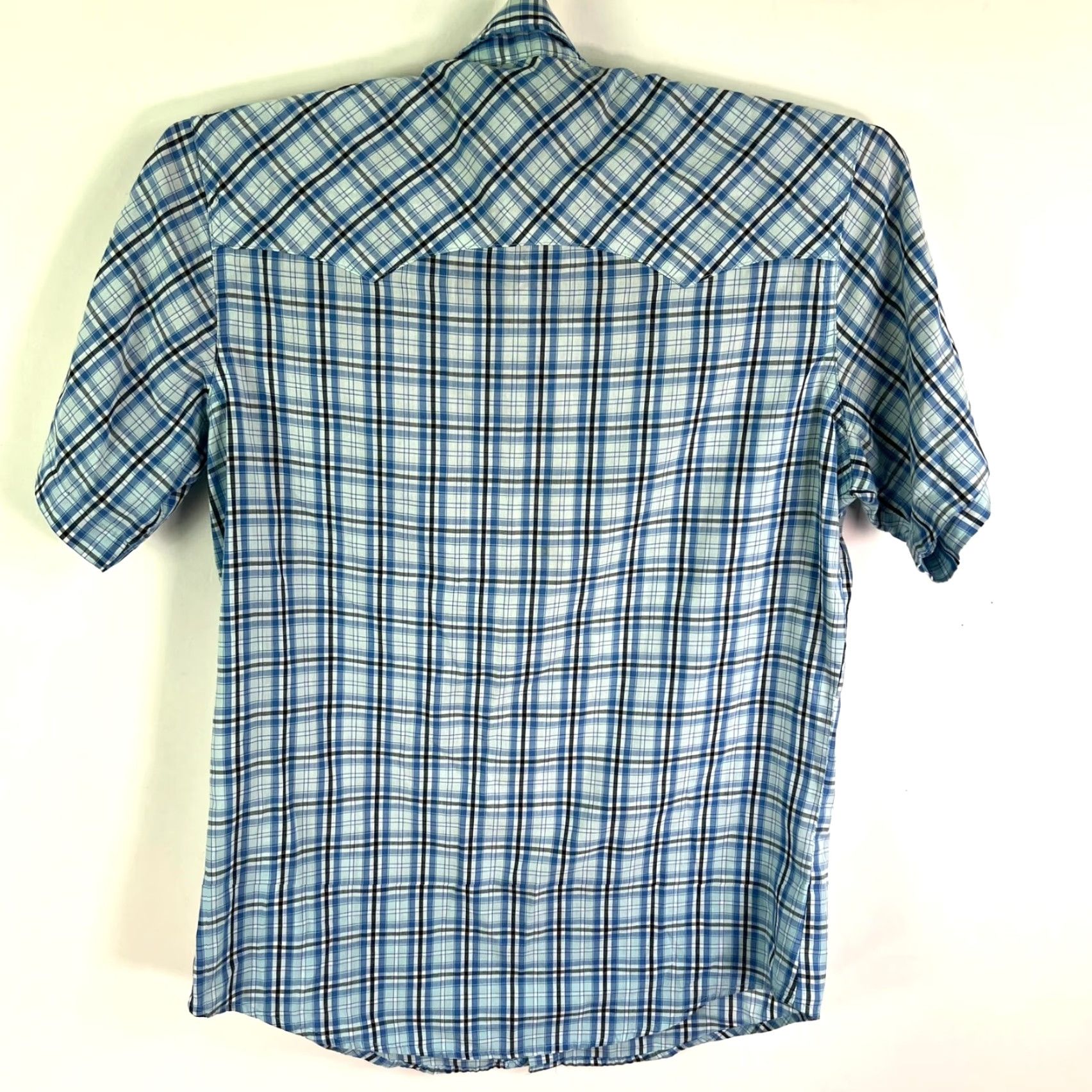 Wrangler Wrangler Wrancher Plaid Snap-Button Shirt Mens M Blue Short Sleeve Button-Up Casual Western Cowboys Shirt Size US M / EU 48-50 / 2 - 5 Thumbnail