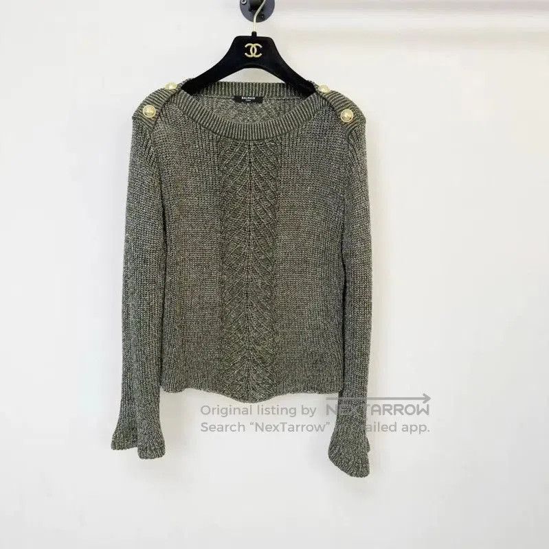 Balmain Balmain Green Long Sleeve Pullover Sweater . Size S / US 4 / IT 40 - 1 Thumbnail