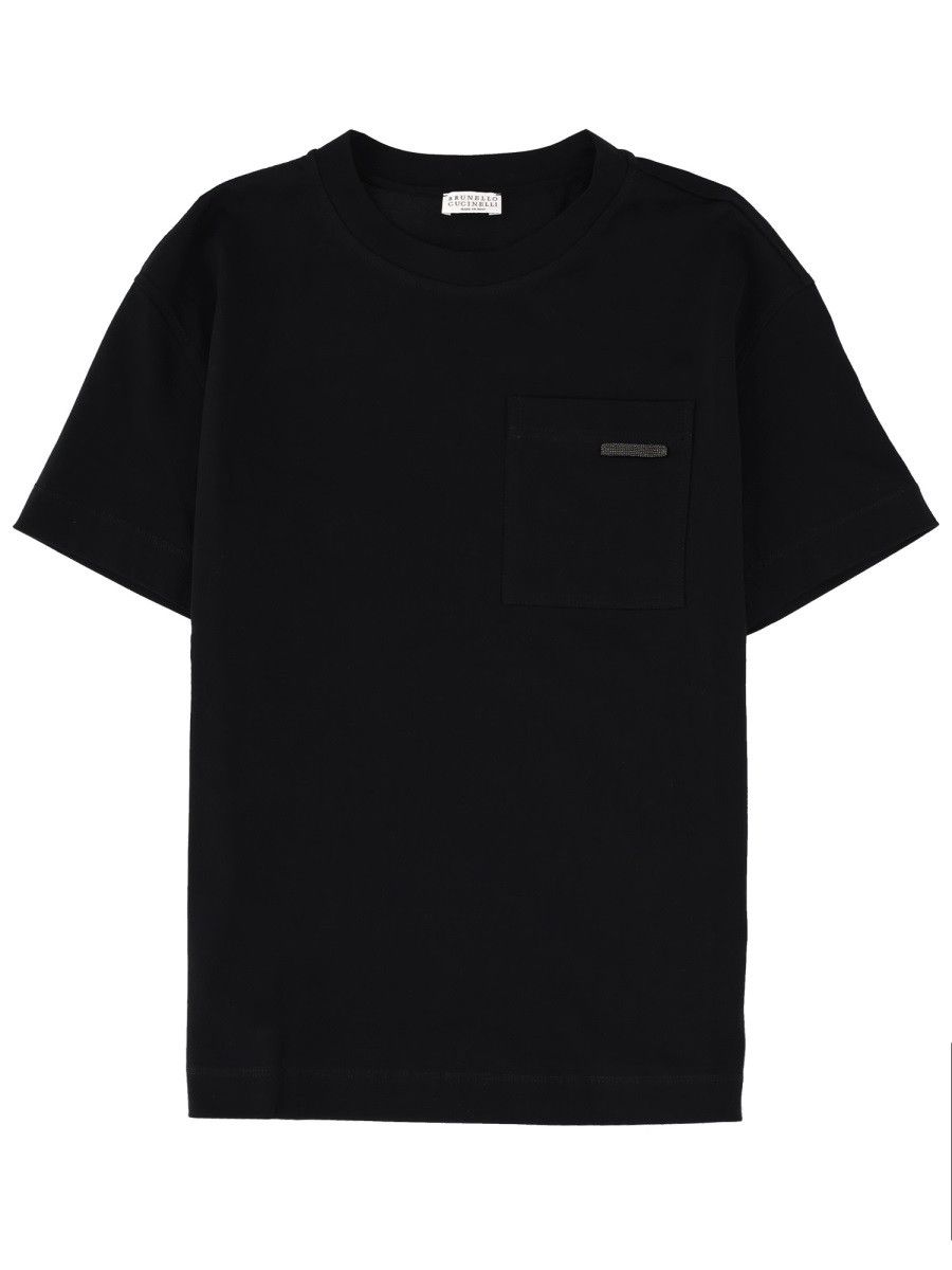 Brunello Cucinelli BRUNELLO CUCINELLI T-SHIRT WITH POCKET - BLACK Size S / US 4 / IT 40 - 1 Thumbnail
