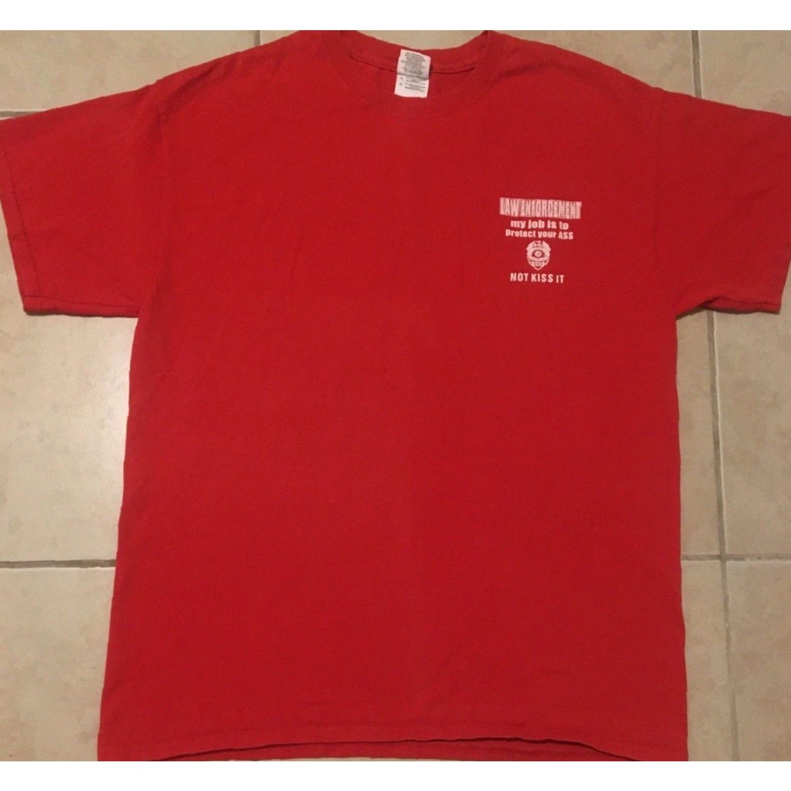 Vintage Vtg Grunge Shirt Mens L Red 80s 90s Police My Jobs To Protect Your Ass Not Kiss It Funny Joke Bar Comedy Cop Officer Humor Shirt Size US L / EU 52-54 / 3 - 2 Thumbnail