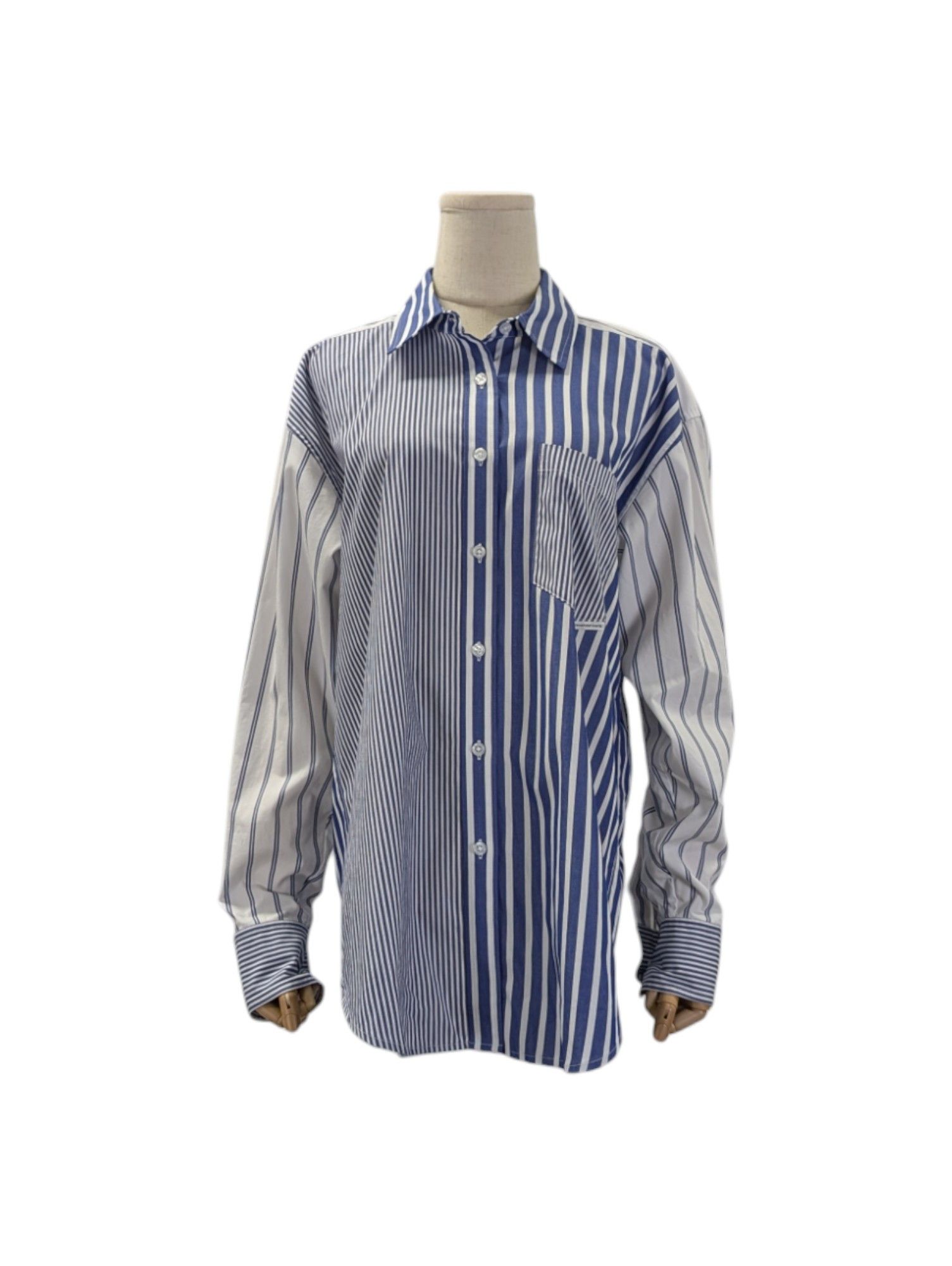 Alexander Wang Blue Striped Oversized Shirt Size XS / US 0-2 / IT 36-38 - 1 Thumbnail