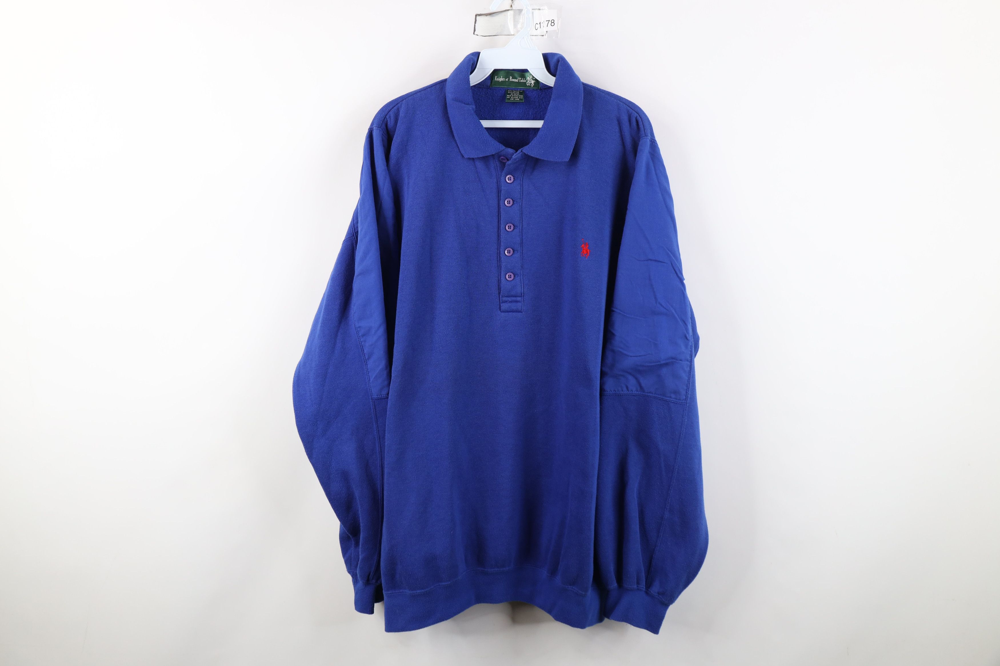 Vintage Vintage 90s Streetwear Heavyweight Collared Sweatshirt Blue Size US XXL / EU 58 / 5 - 1 Thumbnail