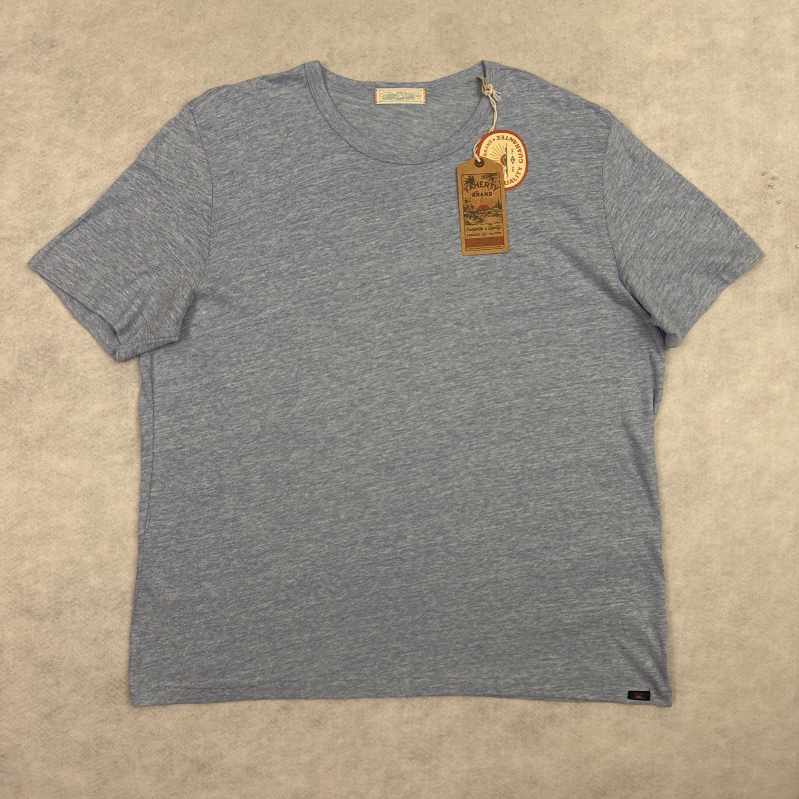 Faherty Faherty Vintage Chambray Tee Mens XXL Blue Heather Cotton Size US XXL / EU 58 / 5 - 4 Thumbnail