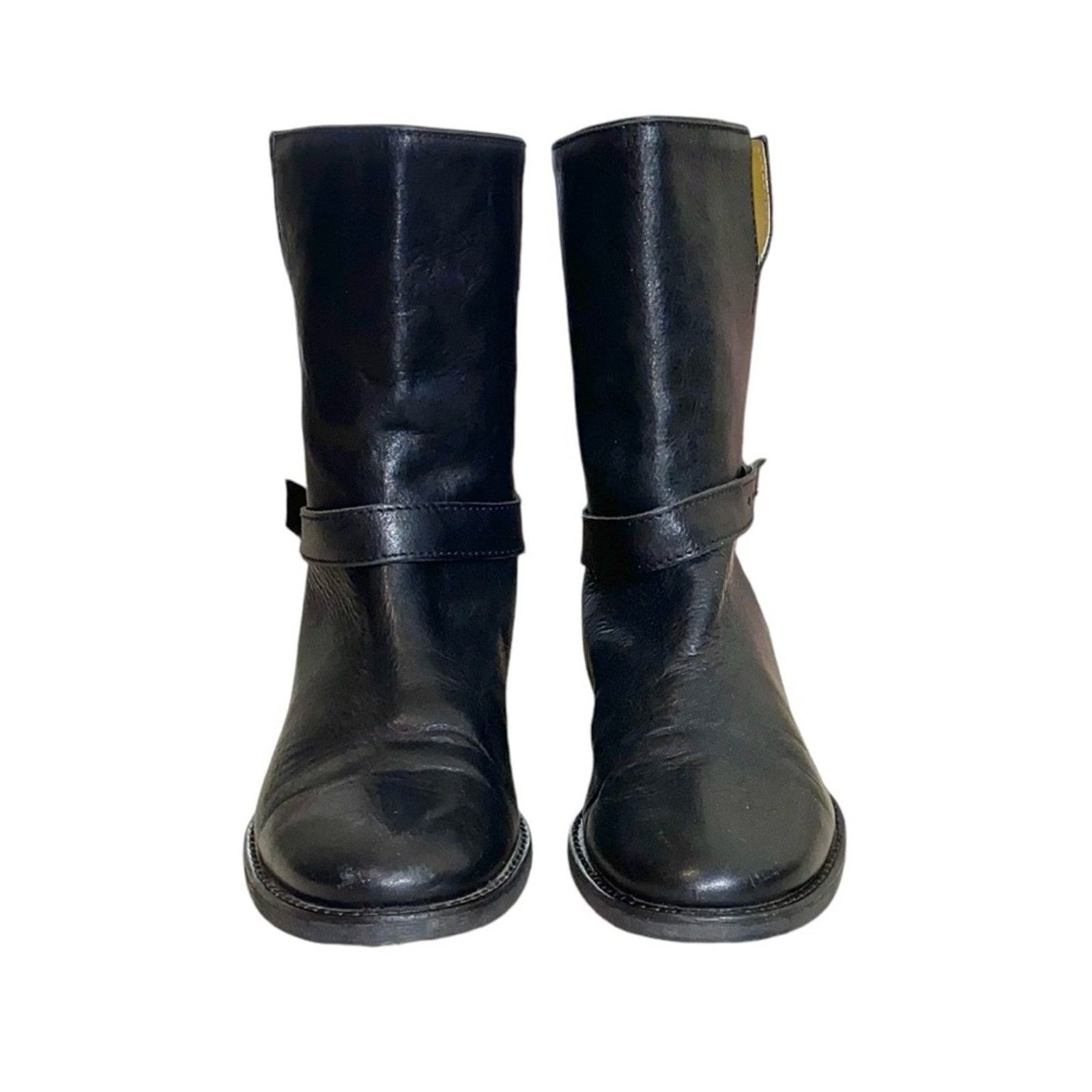 Madewell Madewell The Biker Black Leather Moto Combat Biker Boots Size US 7.5 / IT 37.5 - 5 Thumbnail