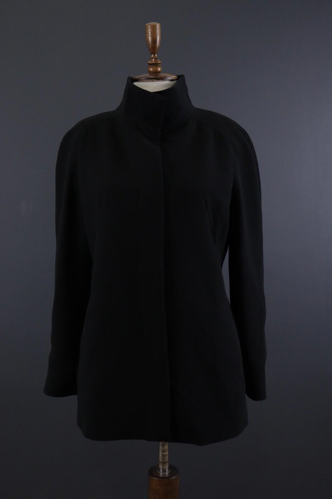 Max Mara Black Wool Single Coat Jakcet GB 14 US 12 IT 46