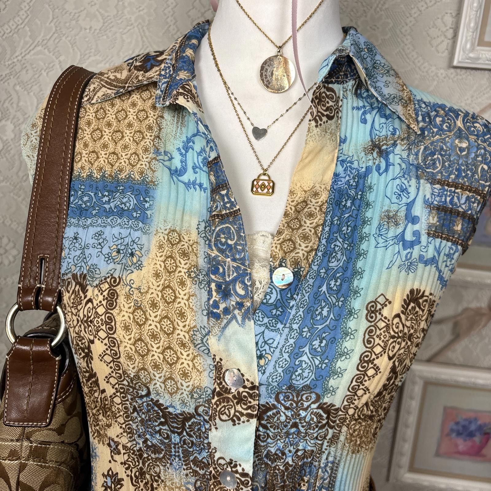 Other y2k fairy core blue button up blouse top Size S / US 4 / IT 40 - 5 Thumbnail