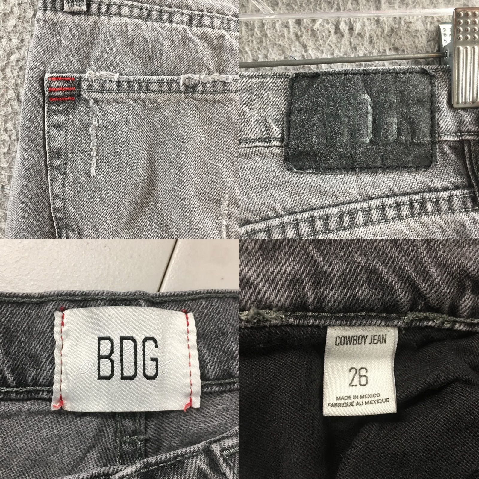 Bdg BDG Cowboy Jeans Womens 26 Gray High Rise Straight Denim Distressed Raw Hem Jeans Size 26" / US 2 / IT 38 - 10 Thumbnail
