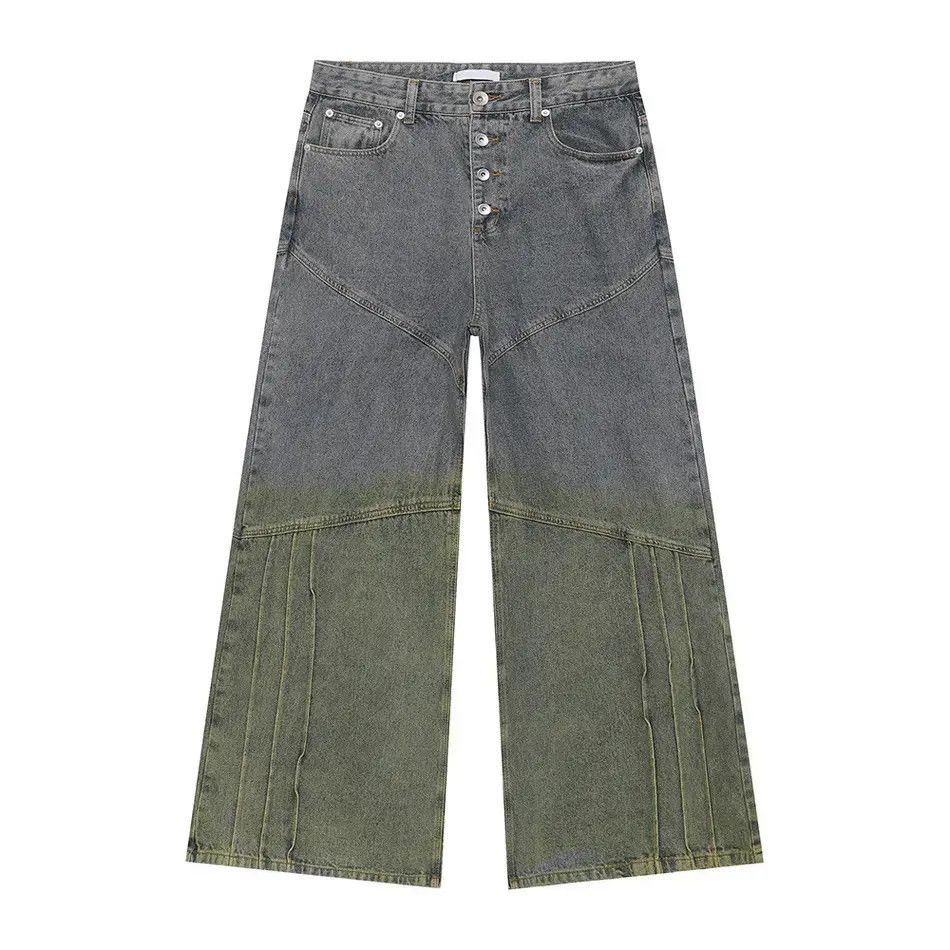 Japanese Brand Retro loose wide leg contrasting patchwork jeans Size US 32 / EU 48 - 3 Thumbnail