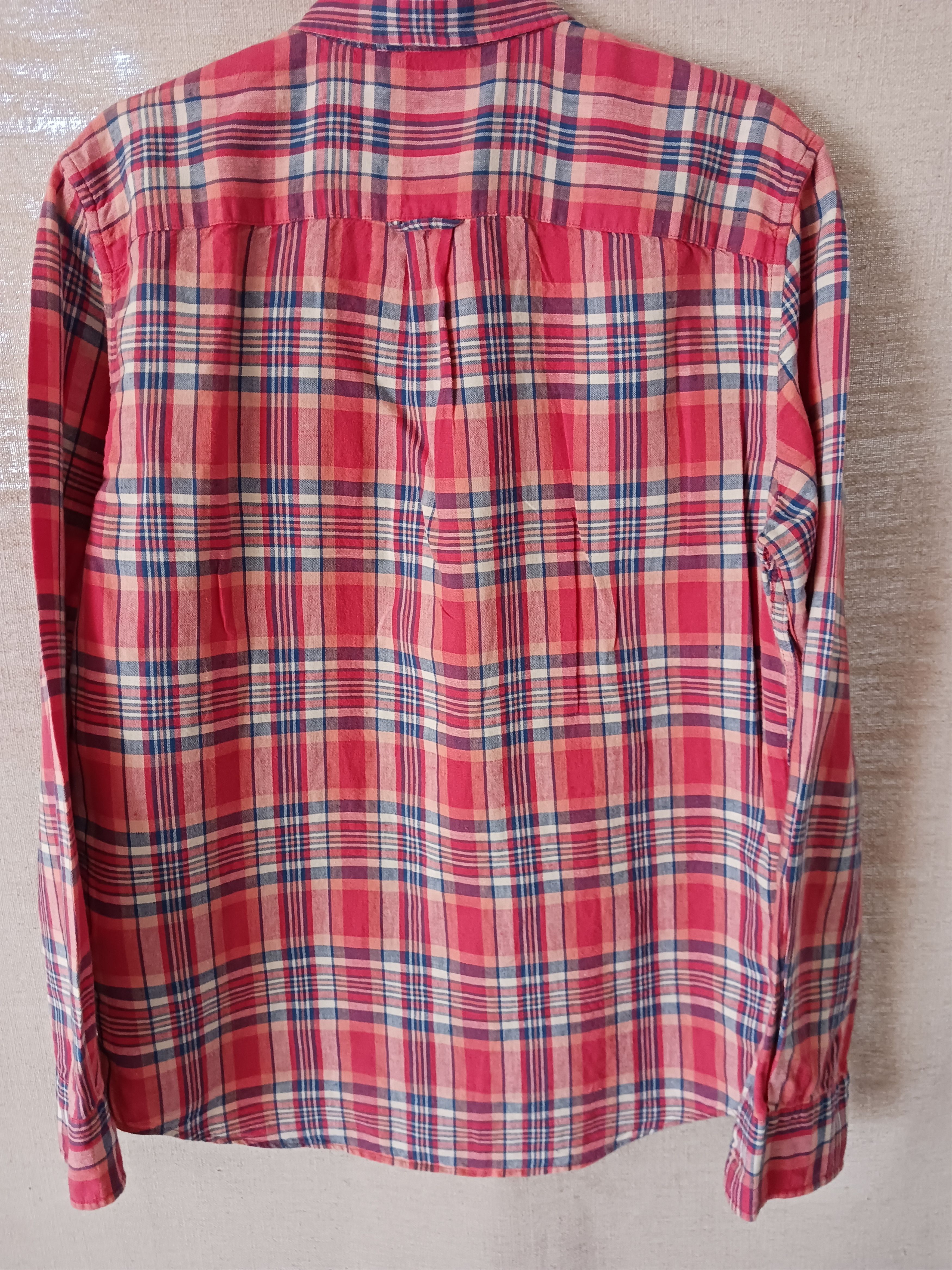American Eagle Outfitters Vintage Madras Plaid Cotton/Linen Long Sleeve Shirt Size US M / EU 48-50 / 2 - 2 Thumbnail
