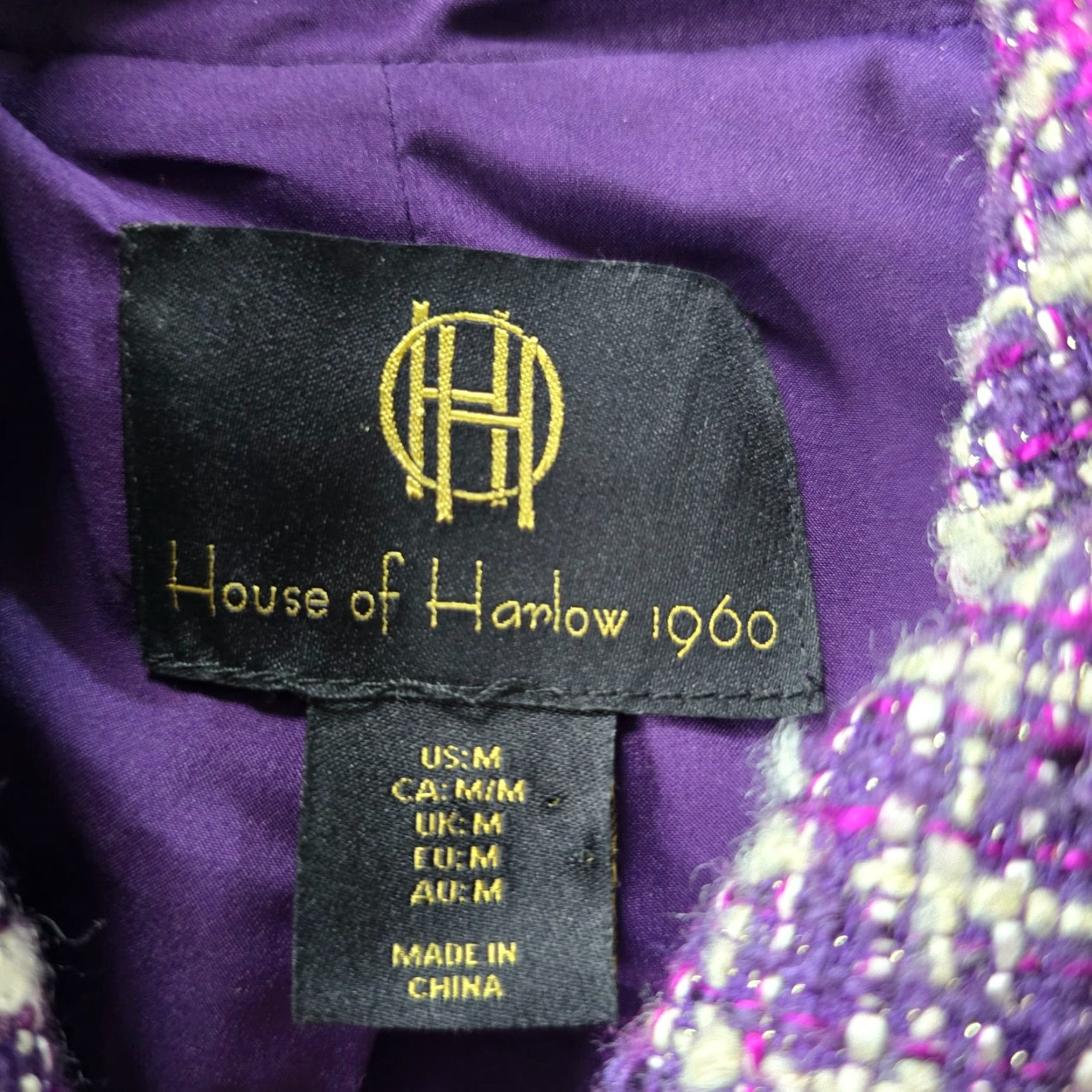 House of Harlow VINTAGE House Of Harlow Jacket Womens Size Medium Purple Tweed Capsule Career Academia Size M / US 6-8 / IT 42-44 - 4 Thumbnail