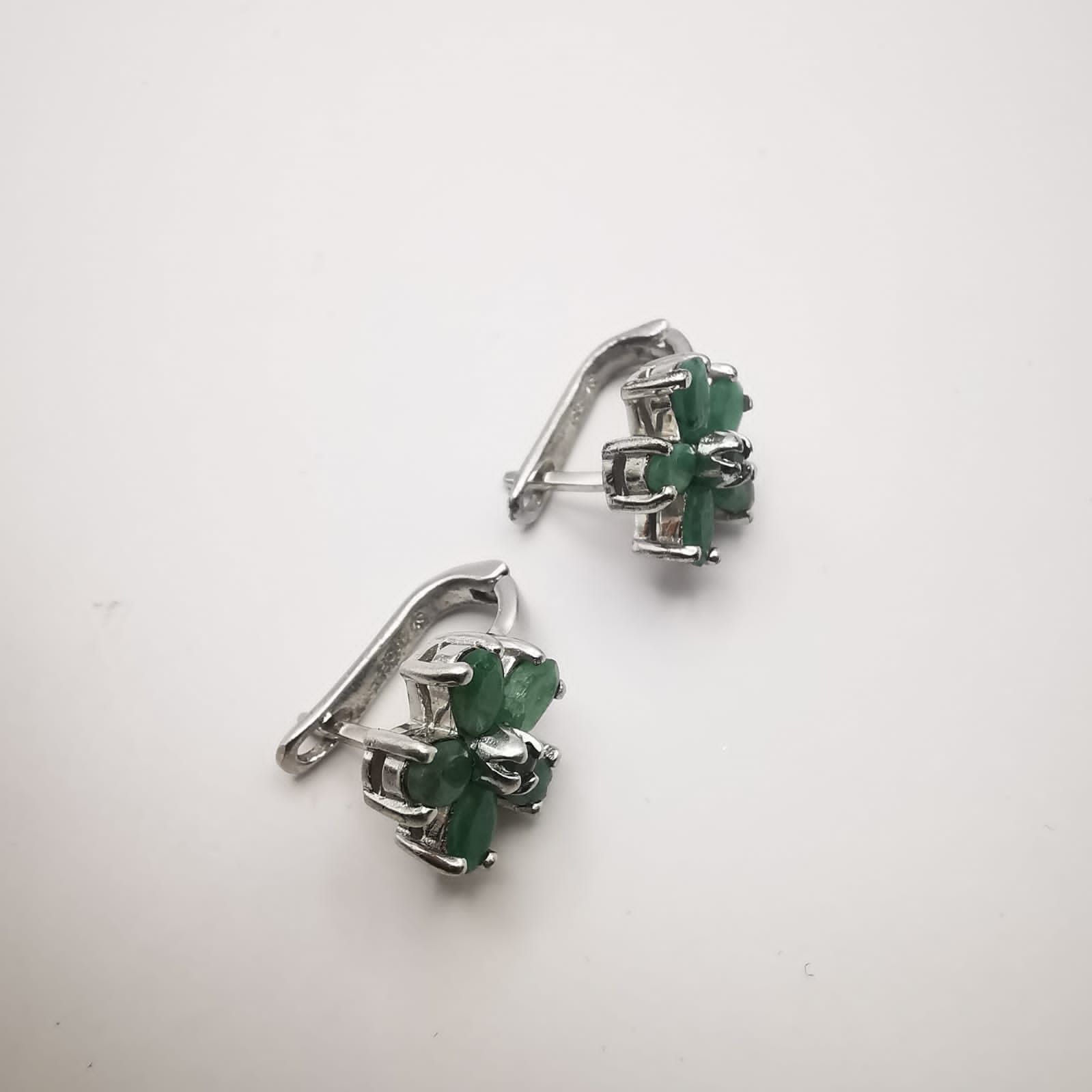 Vintage Vintage Women's Earrings 925 Sterling Silver Jewelry Emerald Size ONE SIZE - 2 Thumbnail