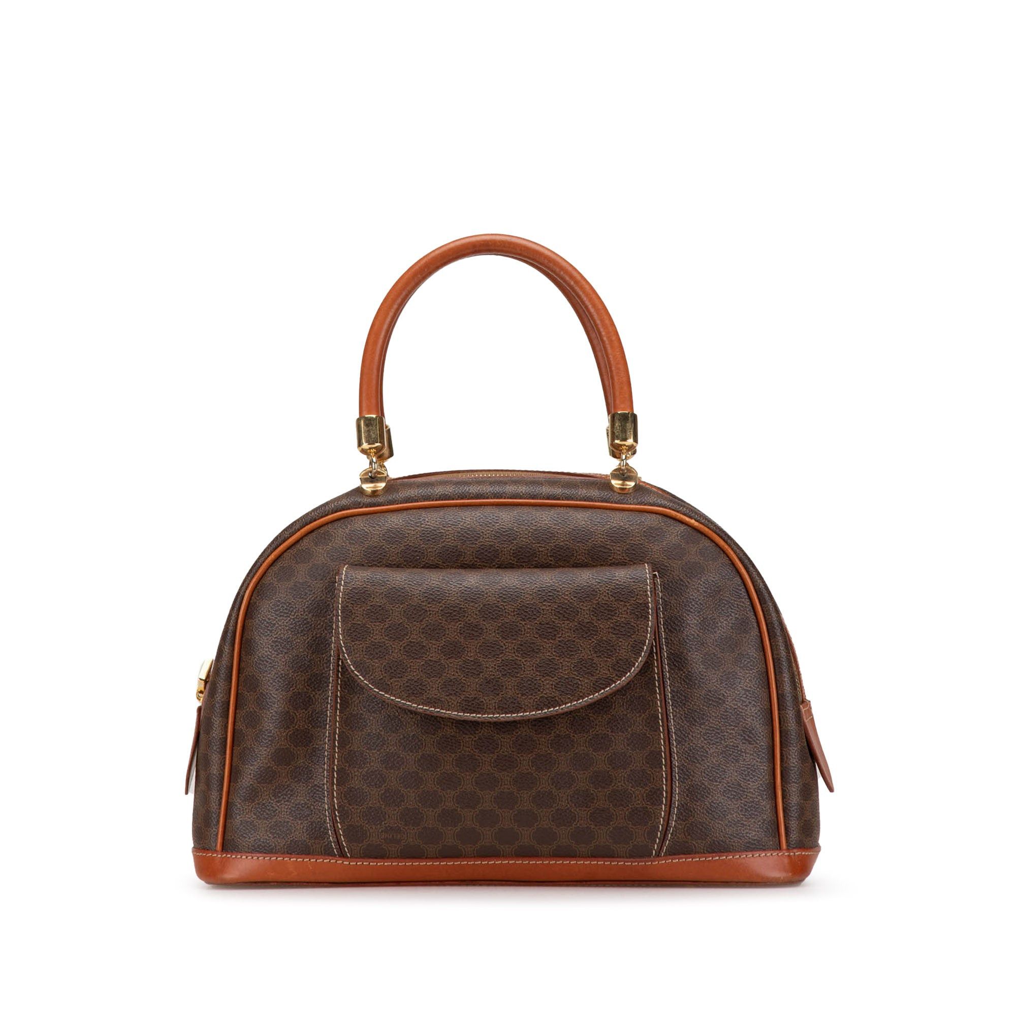 Celine Macadam Coated Canvas Handbag Brown