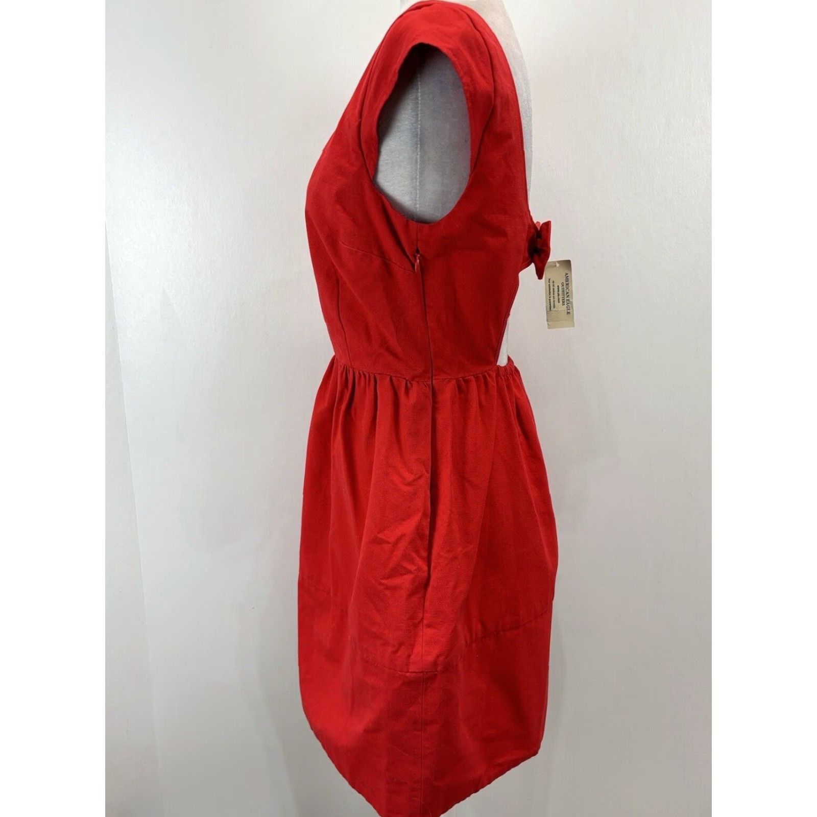 American Eagle Outfitters American Eagle Red Skater Dress, Fit and Flare, Short Sleeve, Size 6, Women's Size M / US 6-8 / IT 42-44 - 2 Thumbnail