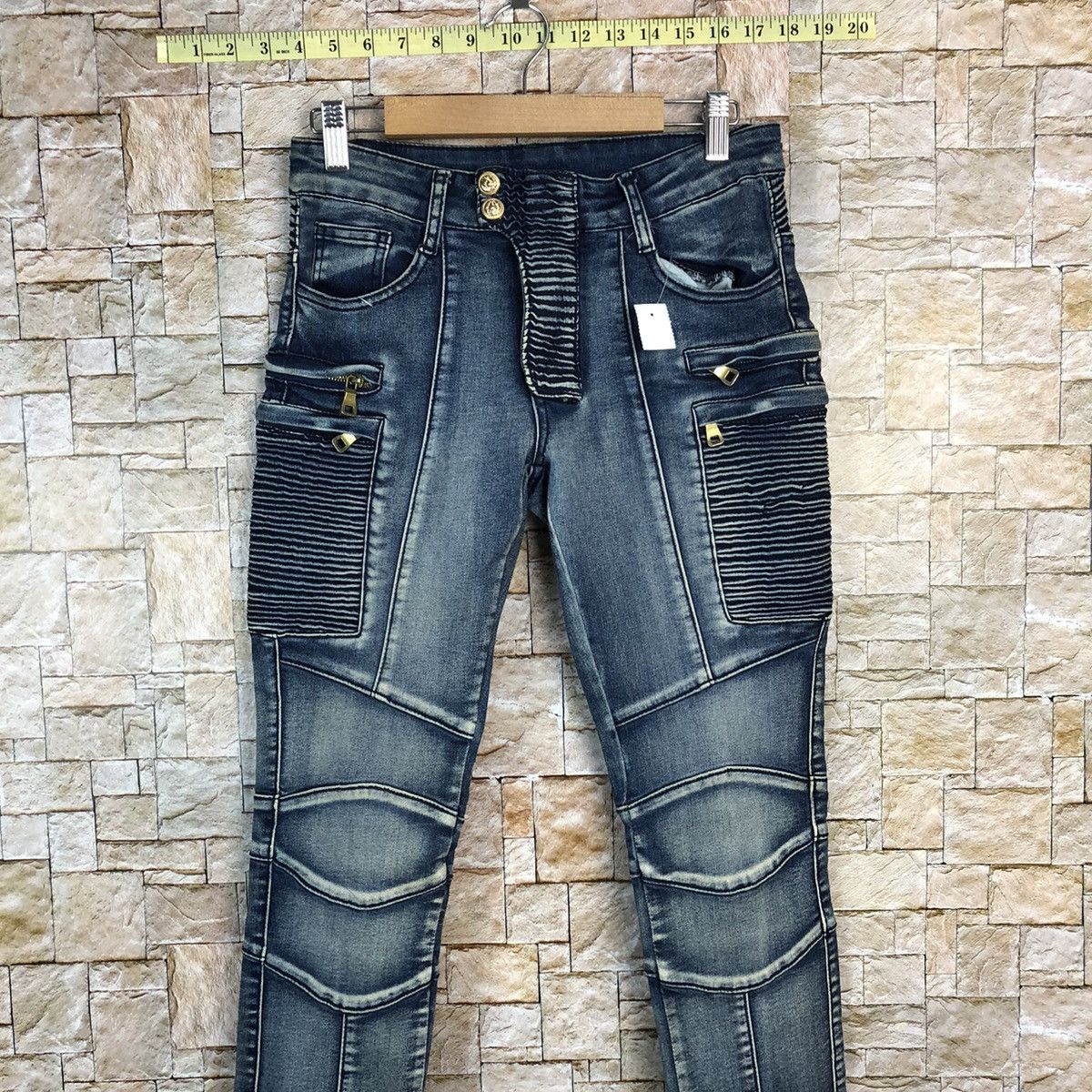 Japanese Brand Japan faded Blue Slim Fit bikers denim Jeans #A741 Size 26" / US 2 / IT 38 - 2 Thumbnail