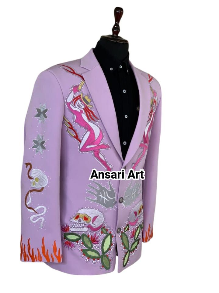 Other Men 2PC Customized snake fire embroidery western prom outfit Size 44R - 3 Thumbnail