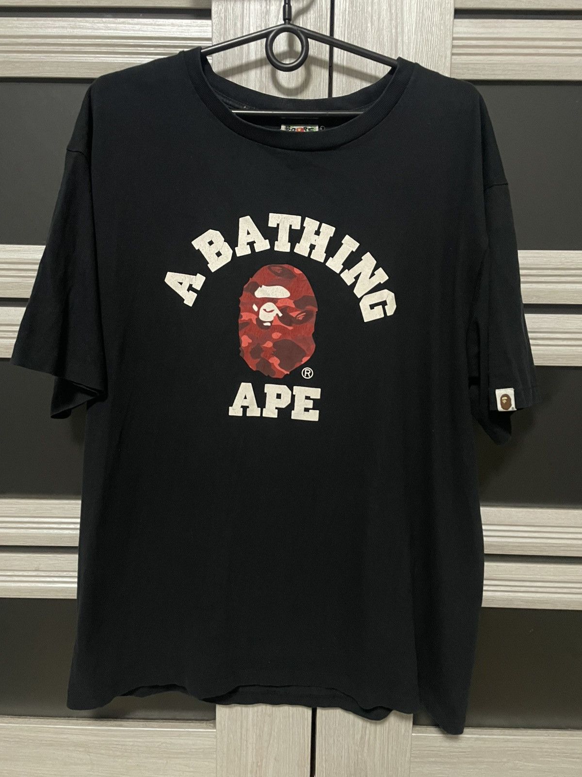 Bape College T Shirt Camo Red Ape Head Tee