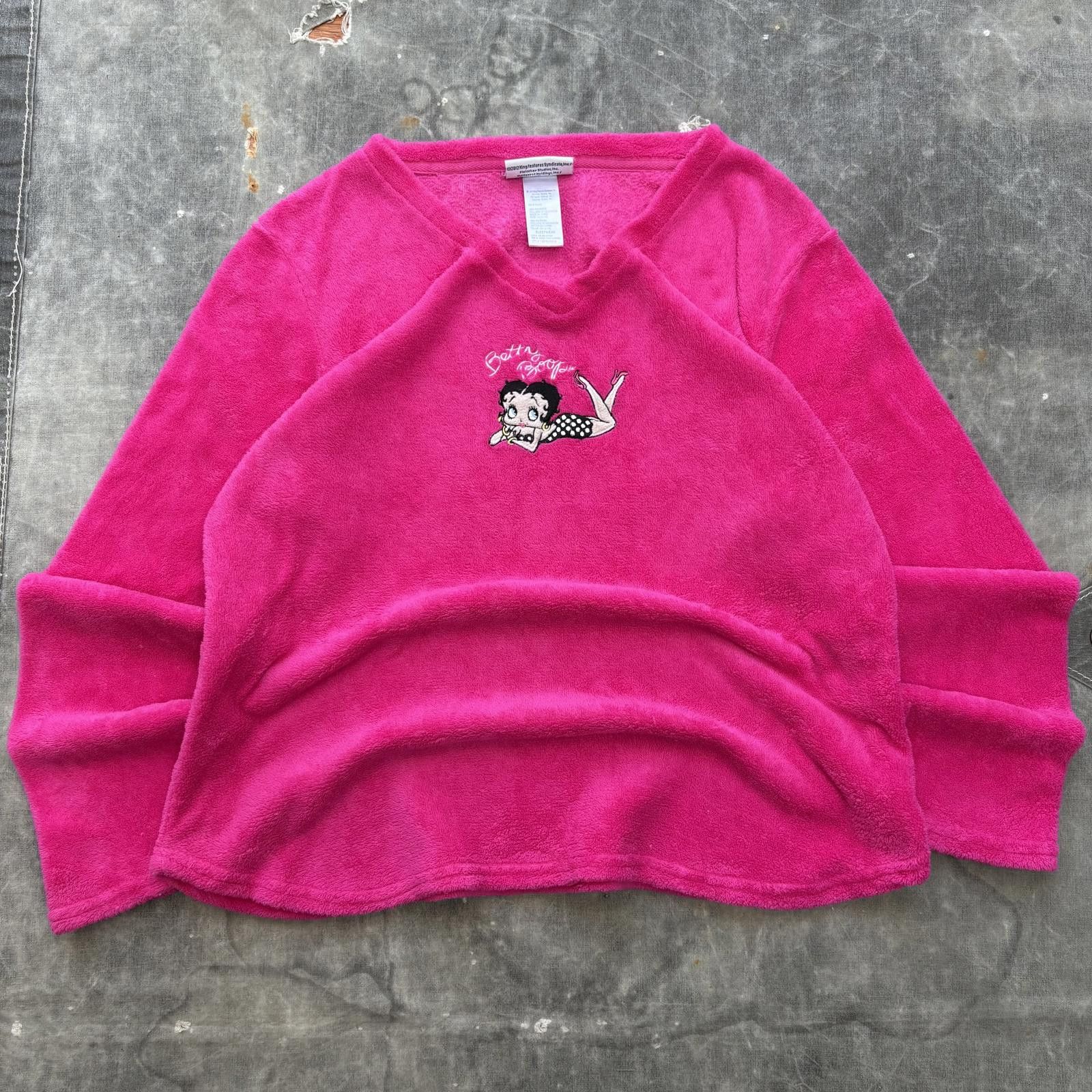 Vintage Vintage Y2K Hot Pink Betty Boop Plush Fleece Sweatshirt Size L / US 10 / IT 46 - 1 Thumbnail
