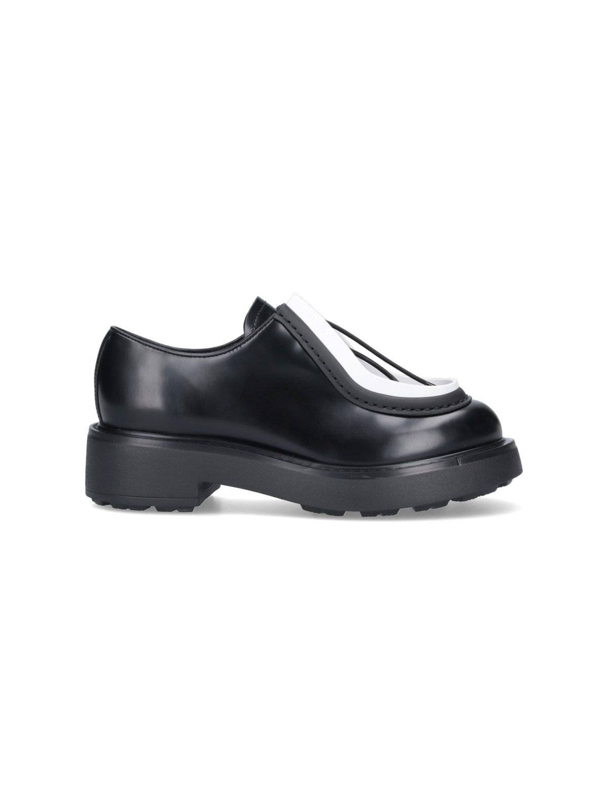 image of Prada Leather Lace-Up Shoes Size 41 in Black, Women's
