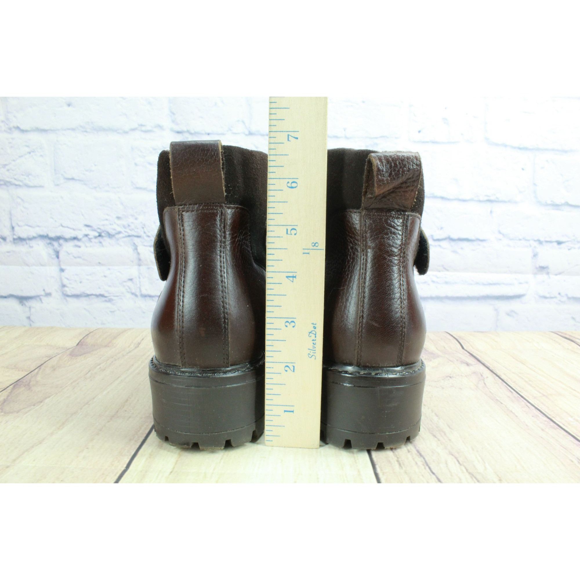 L.L. Bean × Leather LL Bean Leather Hook Loop Lug Sole Wool Lined Ankle Booties Size US 10 / IT 40 - 6 Thumbnail