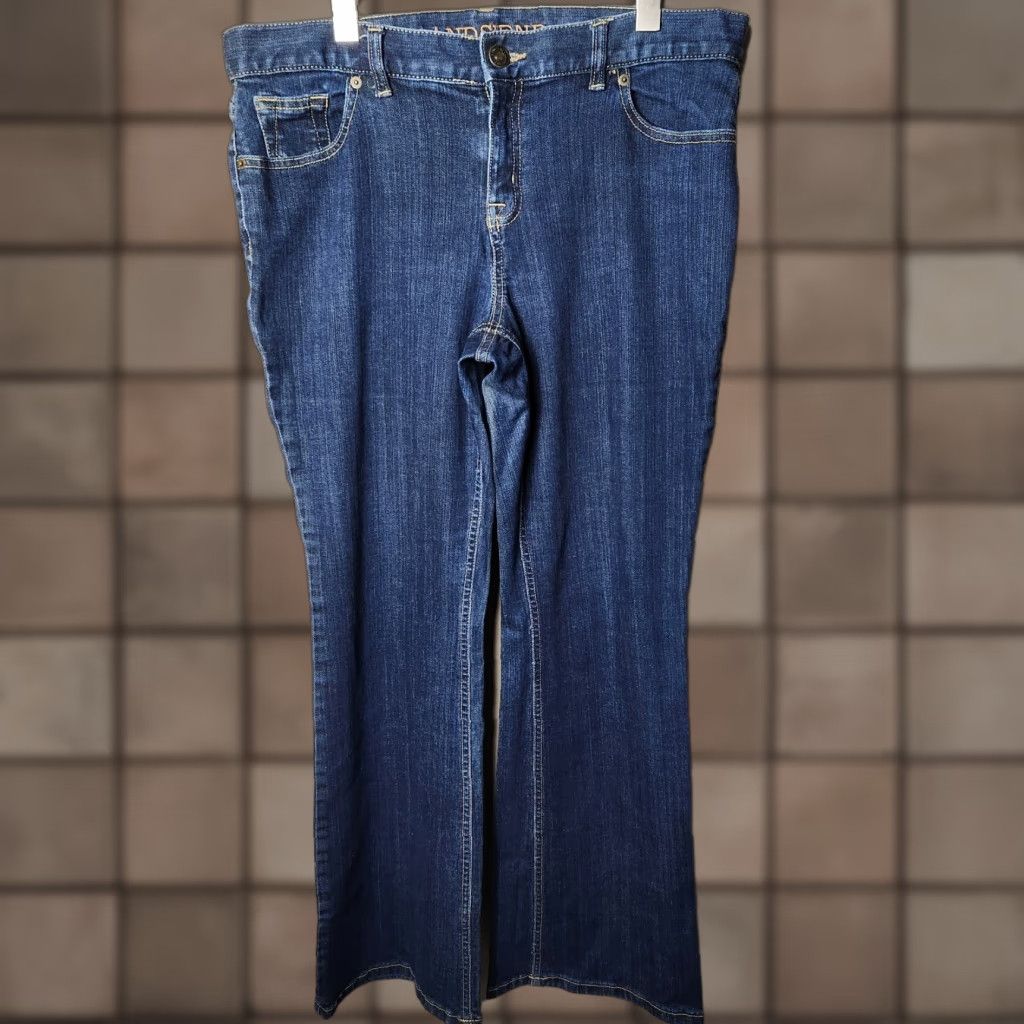 Lands' End Lands' End Jeans Bootcut Dark Wash Mid Rise 14 Women's Regular Blue Cotton Blend Denim Pants 31.5" Inseam Size 36" / US 14 / IT 50 - 1 Thumbnail