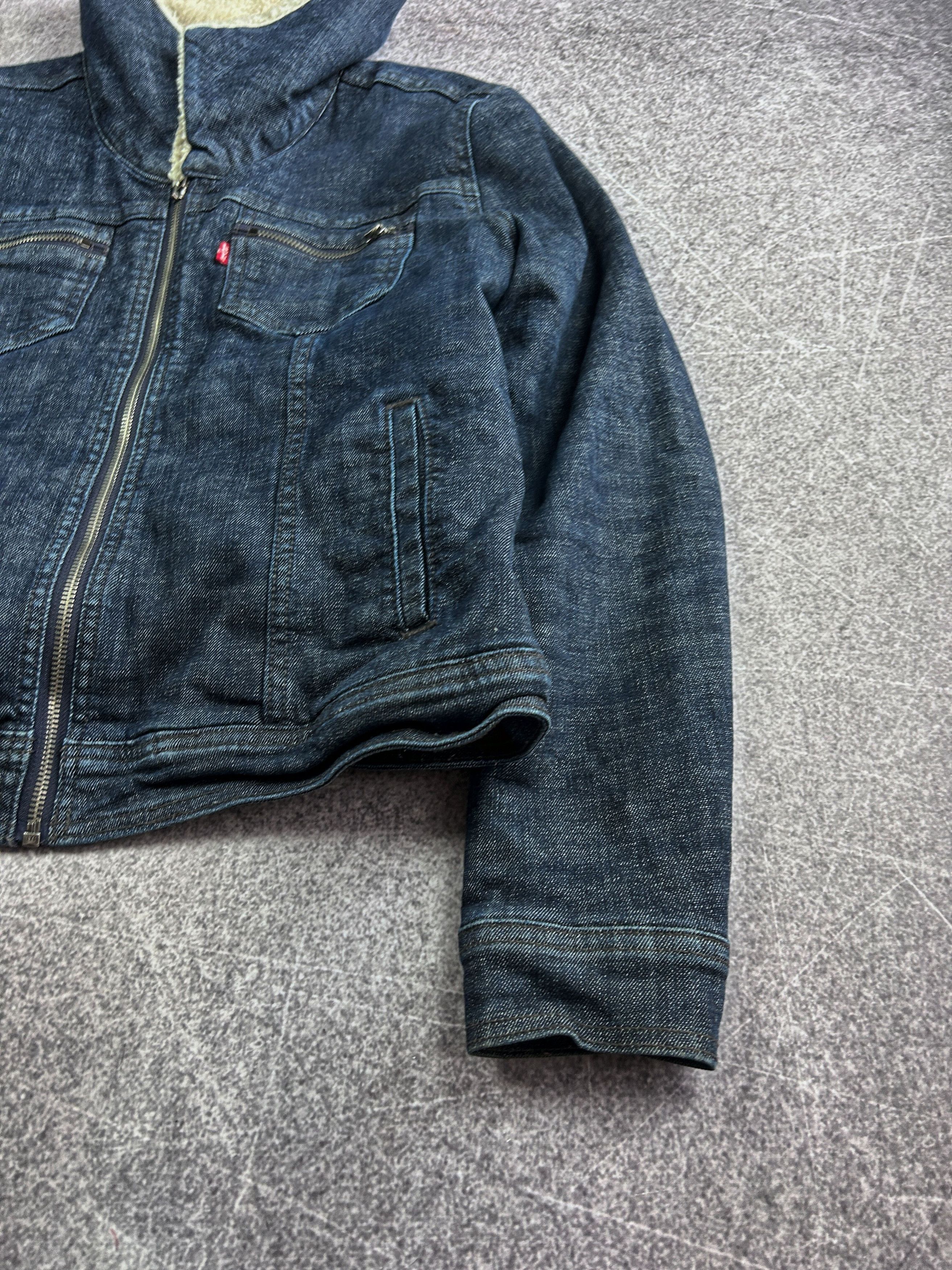 Levi's Levis Cropped Denim Jacket Sherpa Collar Fitted Y2K Style Size US S / EU 44-46 / 1 - 5 Thumbnail
